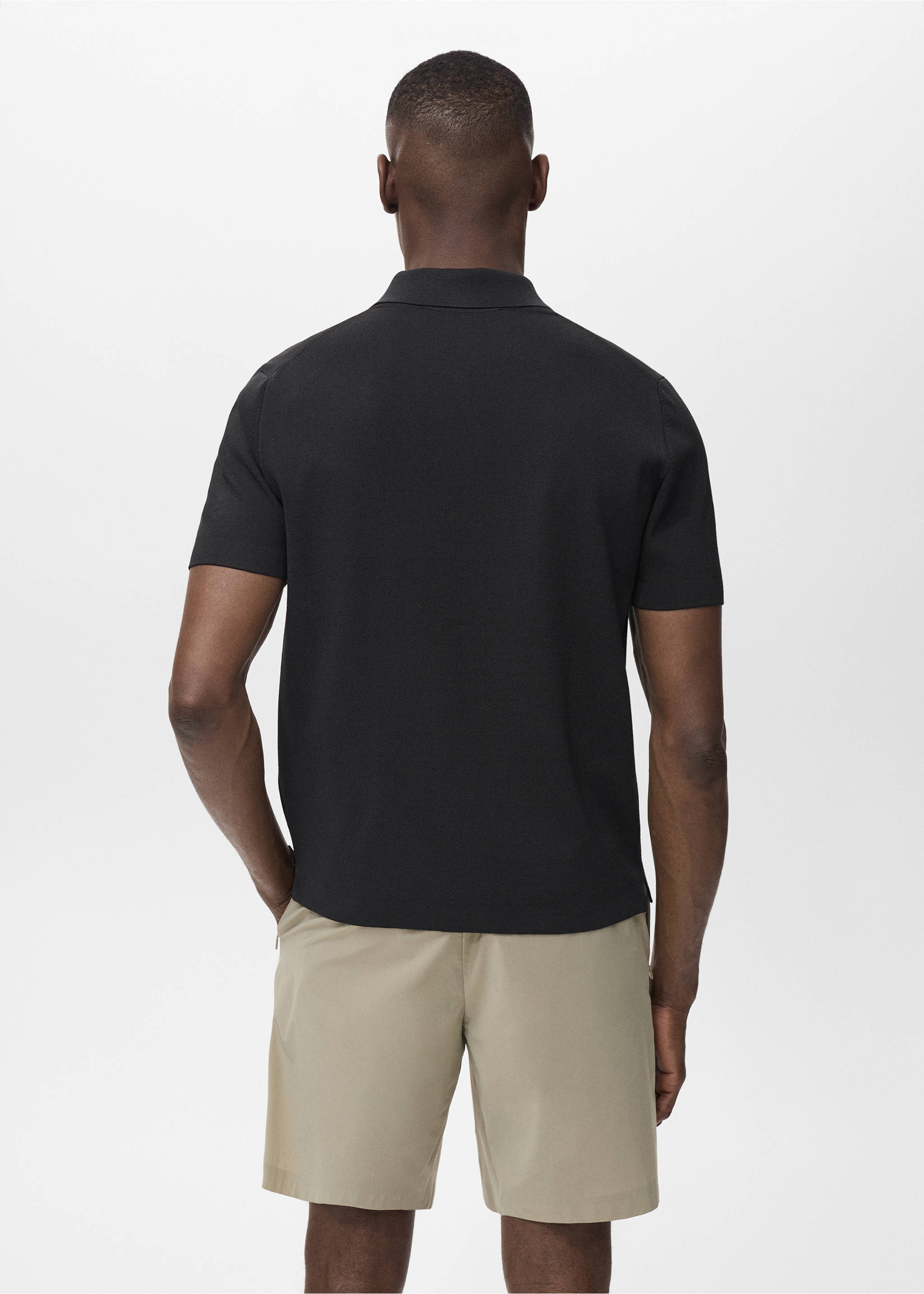 COOLMAX® Feinstrick-Poloshirt mit Reißverschluss - Rückseite des Artikels, Schwarz. Ref: 17081149-00.