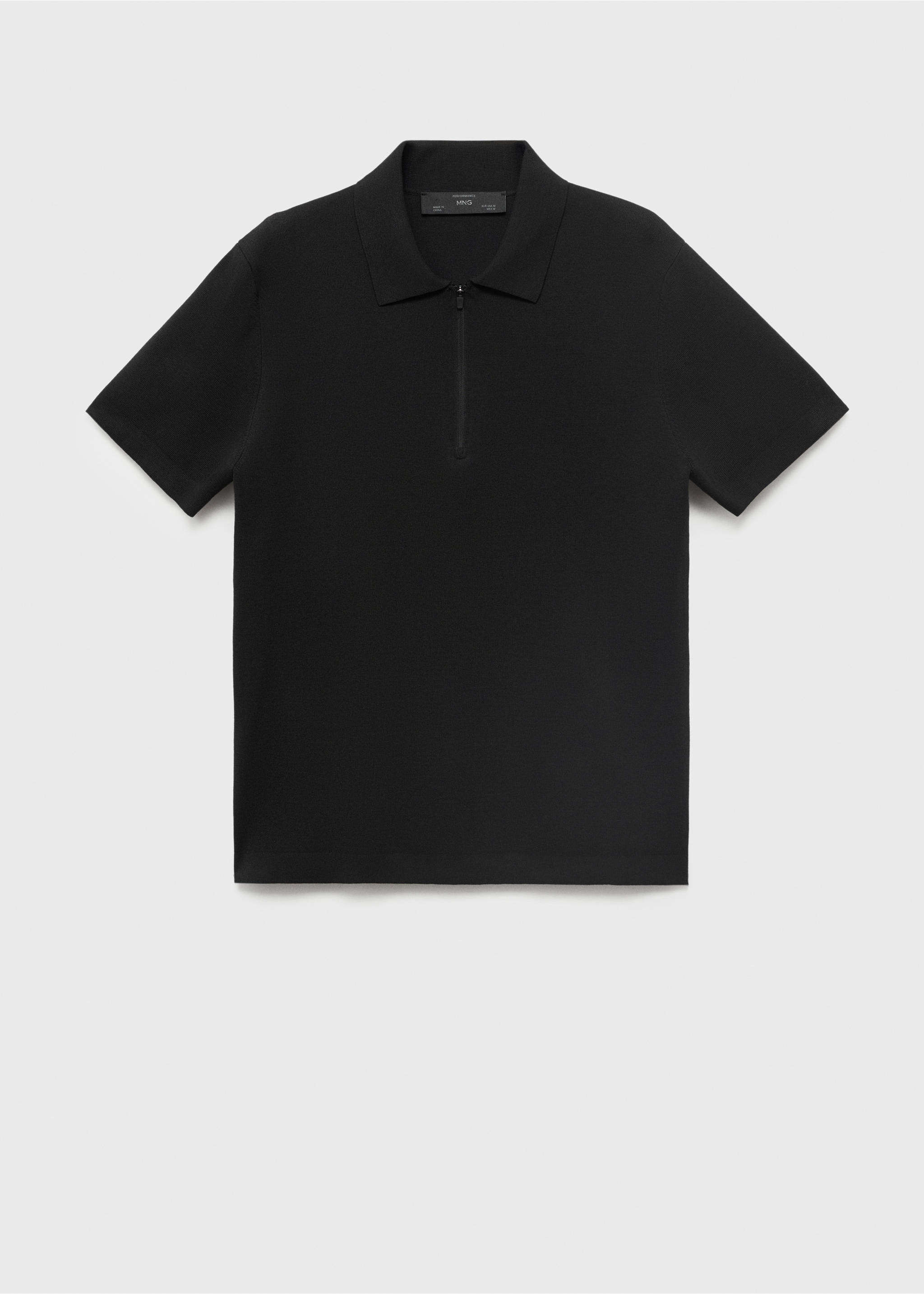 COOLMAX® Feinstrick-Poloshirt mit Reißverschluss - Artikel ohne Model, Schwarz. Ref: 17081149-00.