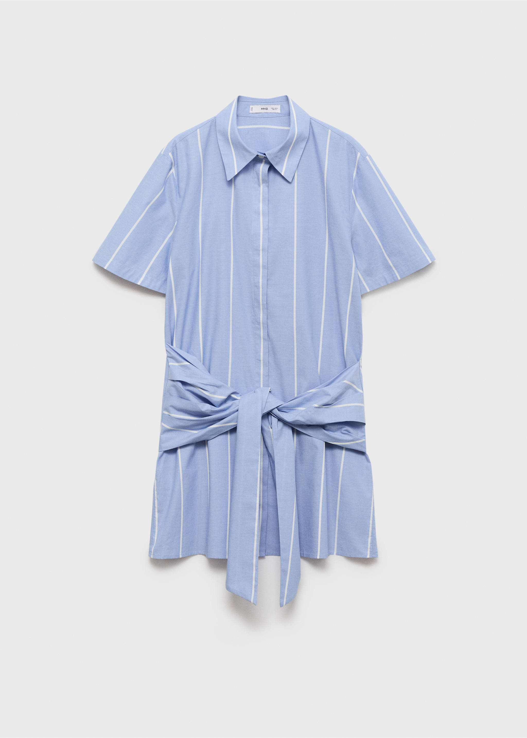 Gestreepte overhemdjurk met knoop - Artikel zonder model, Blauw. Ref: 17081151-00.