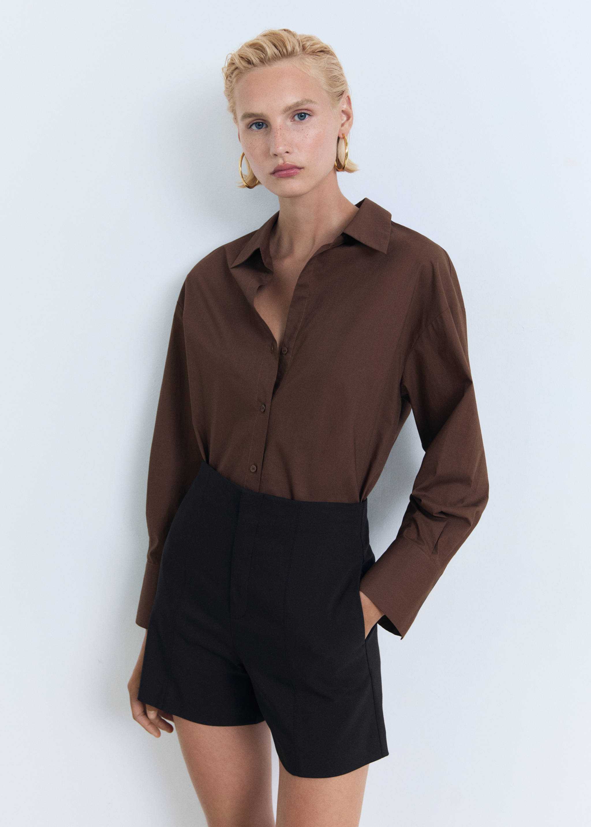 High-waist straight shorts - Medium plane