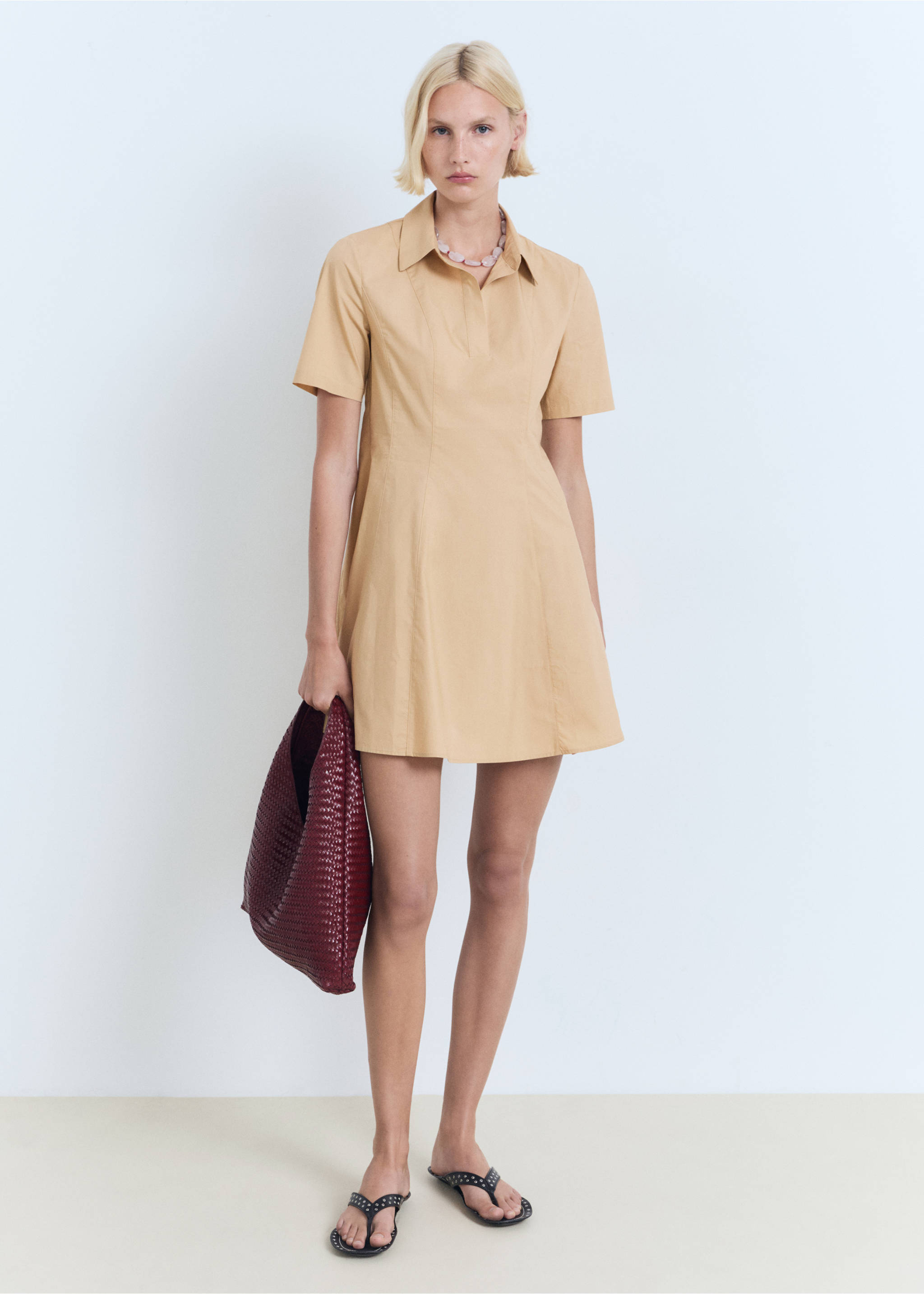 Cotton shirt dress - General plane, Medium Brown. Ref: 17081159-00.