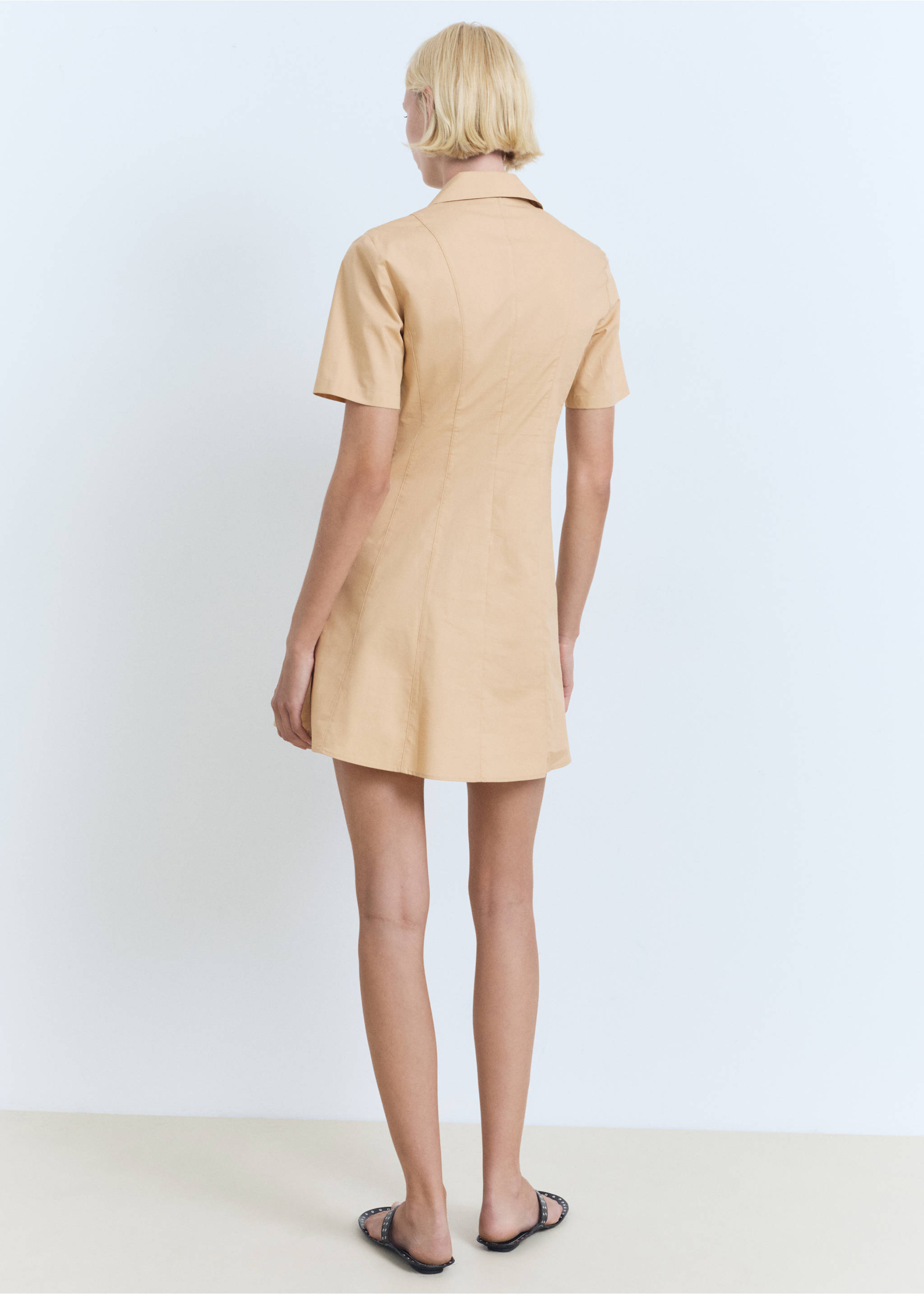 Cotton shirt dress - Reverse of the article, Medium Brown. Ref: 17081159-00.