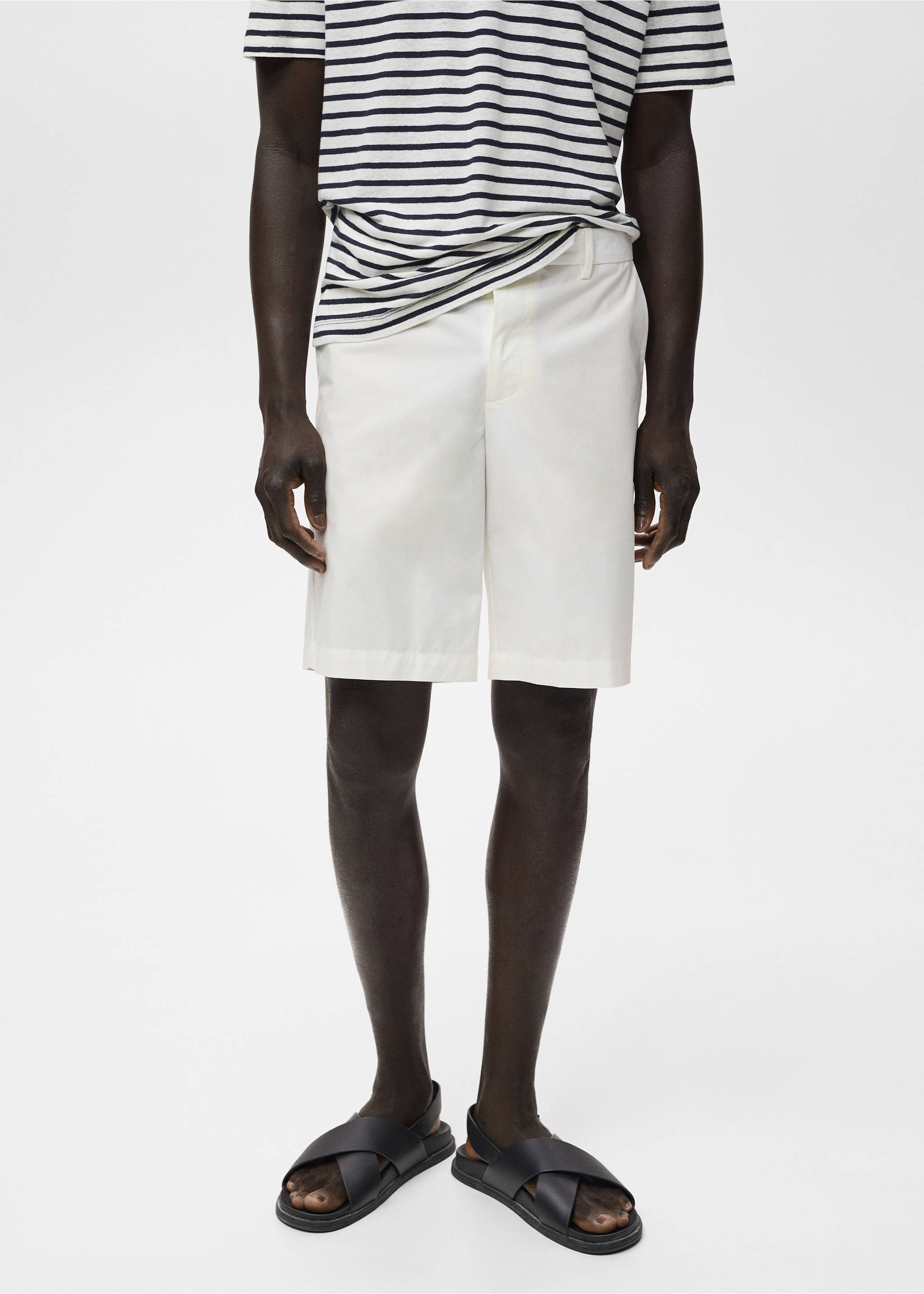 Cotton bermuda shorts with an interior elastic strip - Medium plane, Off White. Ref: 17081161-00.