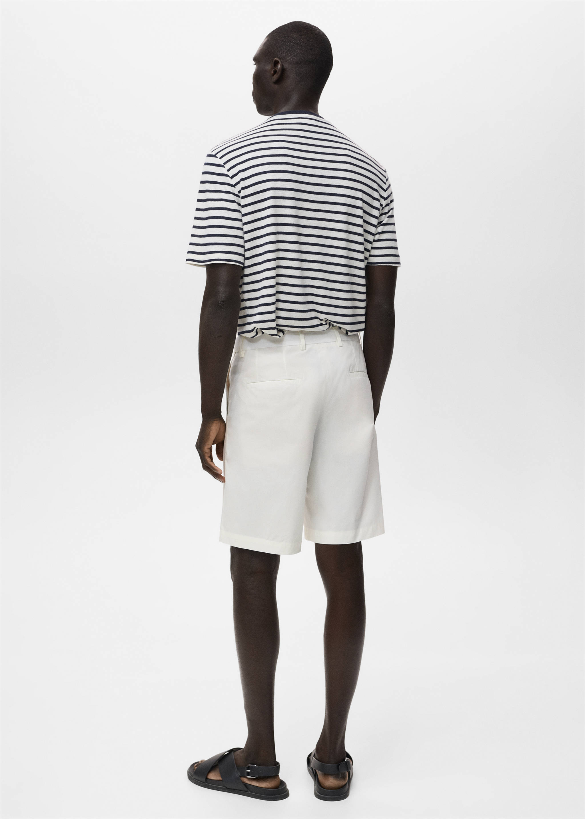 Cotton bermuda shorts with an interior elastic strip - Reverse of the article, Off White. Ref: 17081161-00.