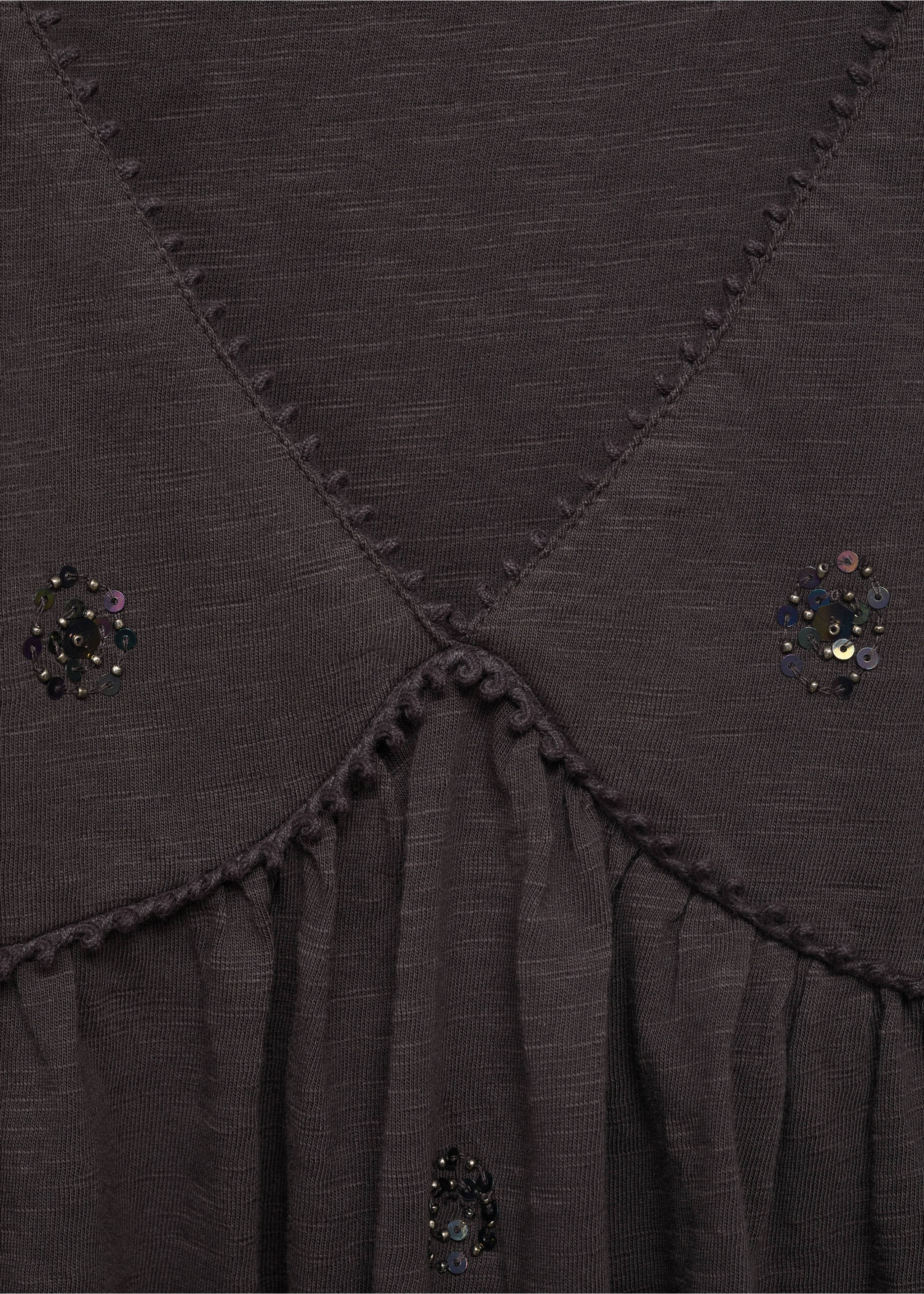 Sequin embroidery top - Details of the article 8, Charcoal. Ref: 17081163-00.