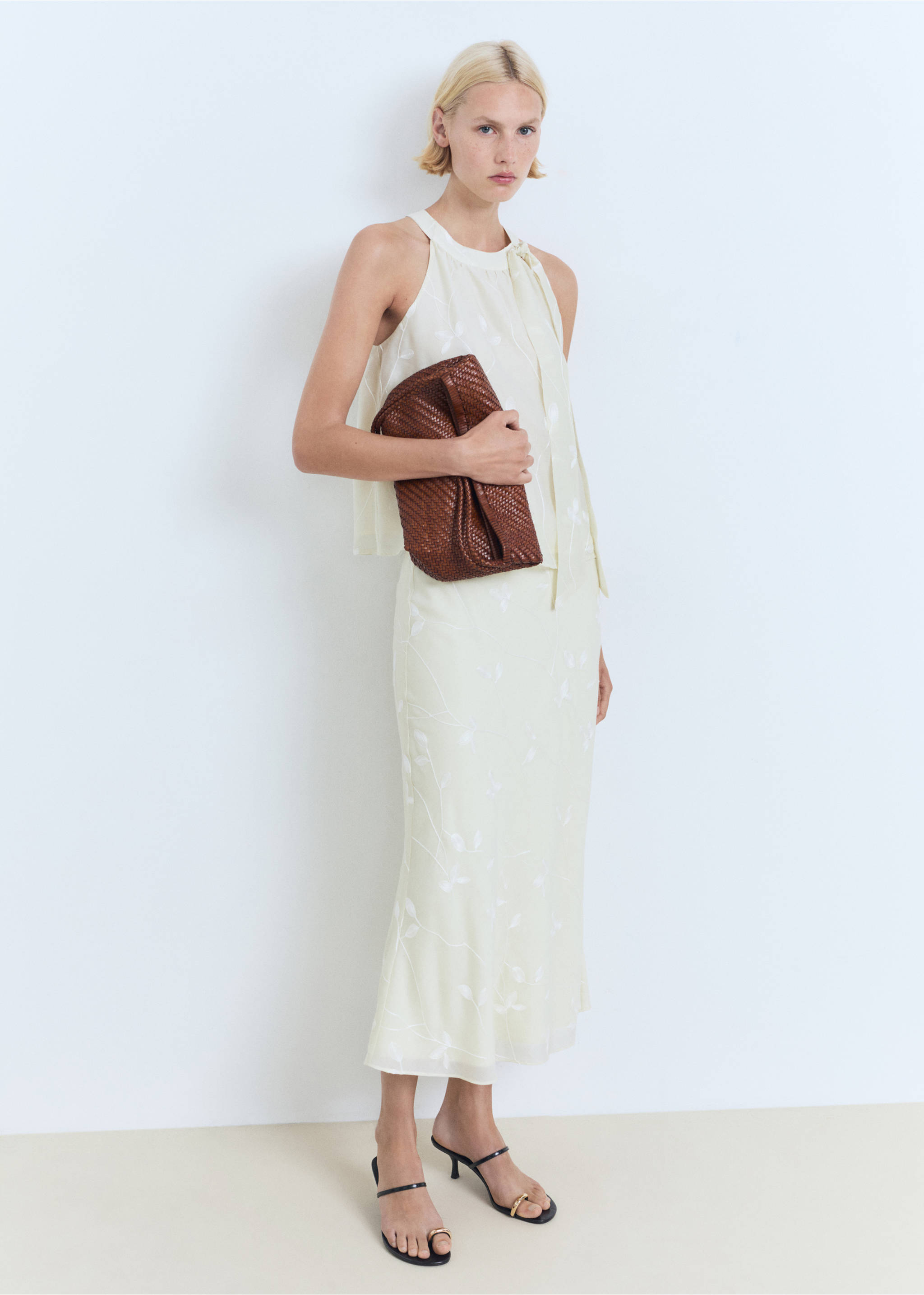 Flowers midi skirt - General plane, Ecru. Ref: 17081167-00.