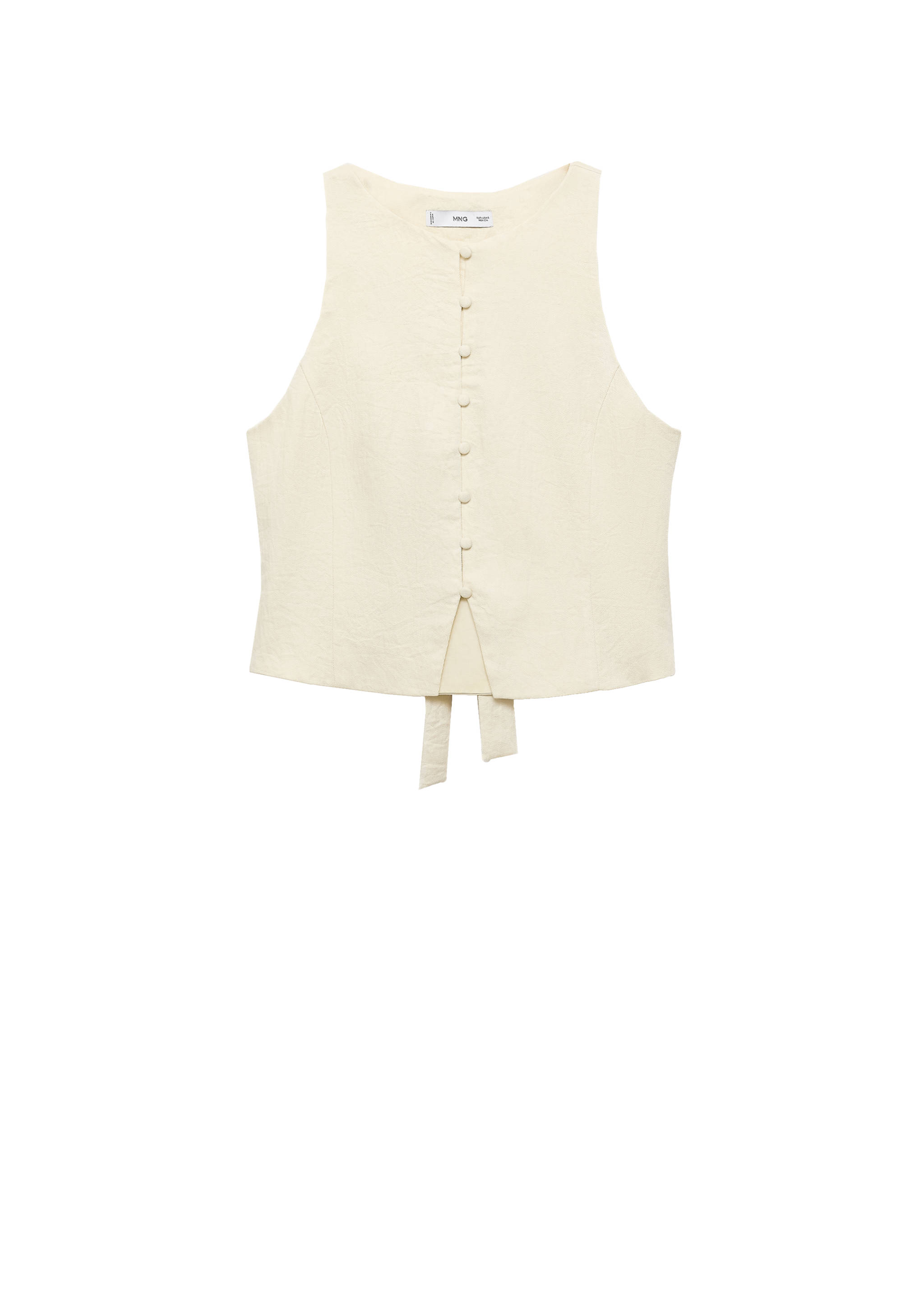Waistcoat with bow on the back - Details of the article 7, Beige. Ref: 17081169-00.