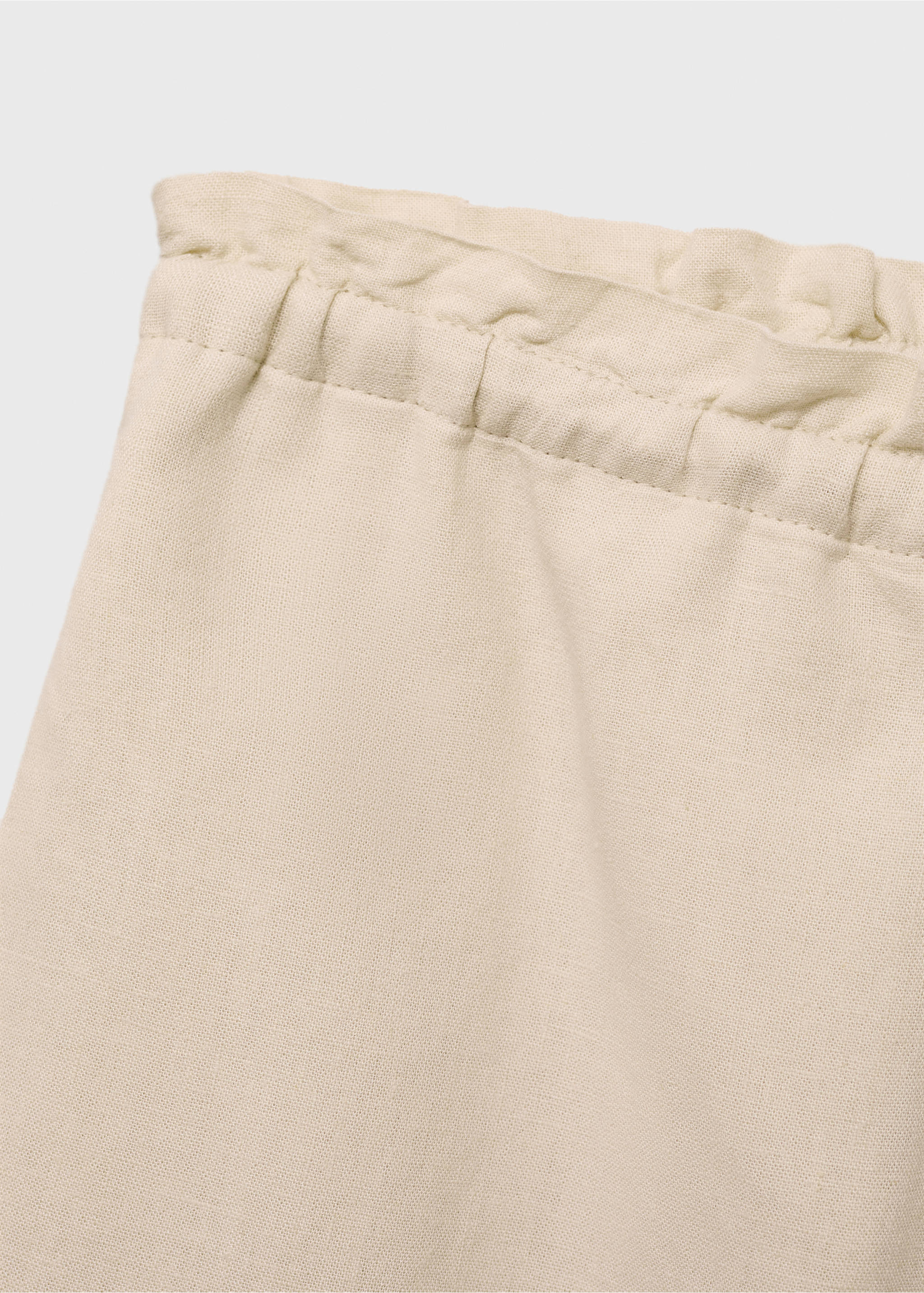 Straight-fit linen shorts with drawstring - Details of the article 8, Beige. Ref: 17081171-00.