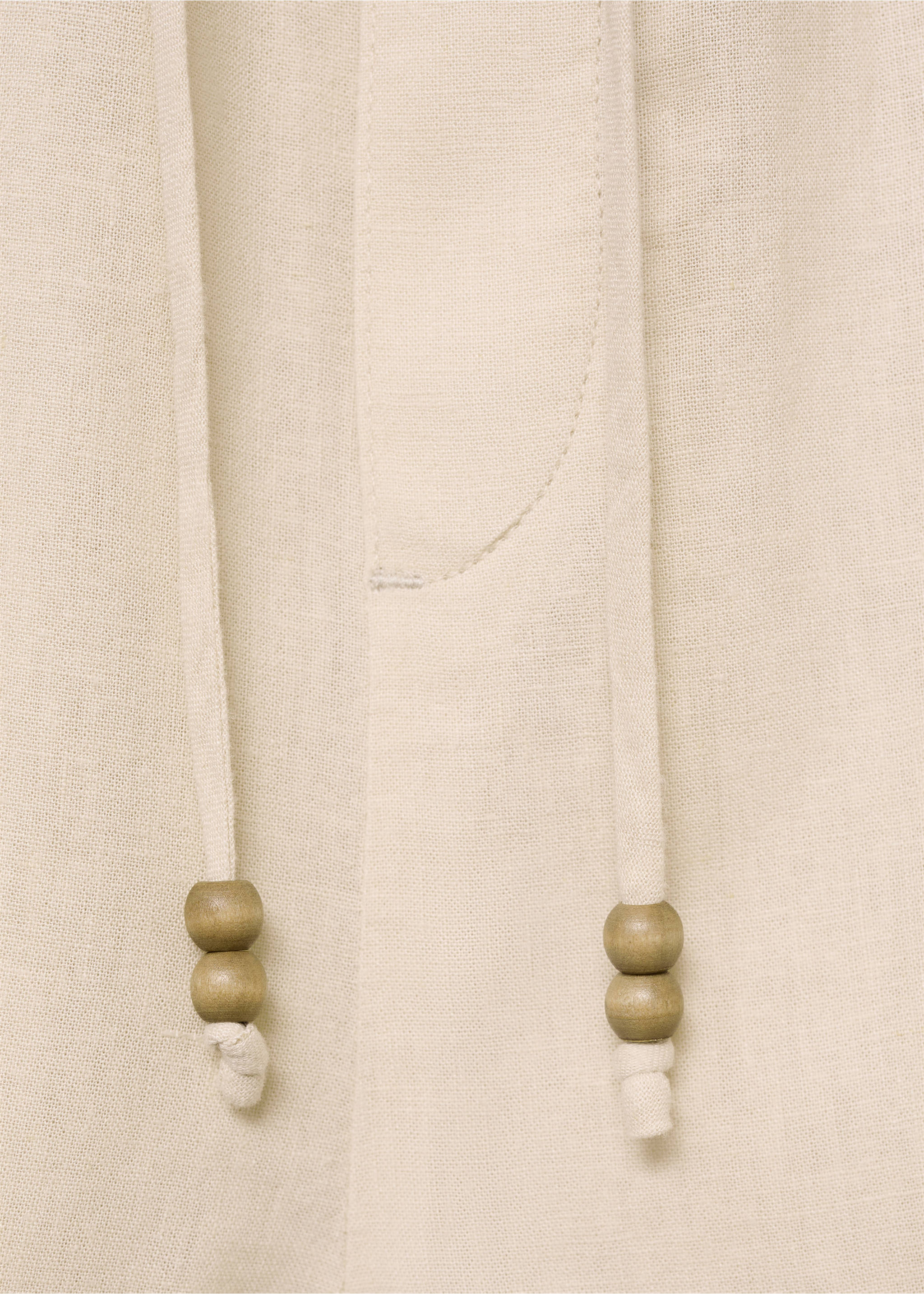 Straight-fit linen shorts with drawstring - Details of the article 0, Beige. Ref: 17081171-00.