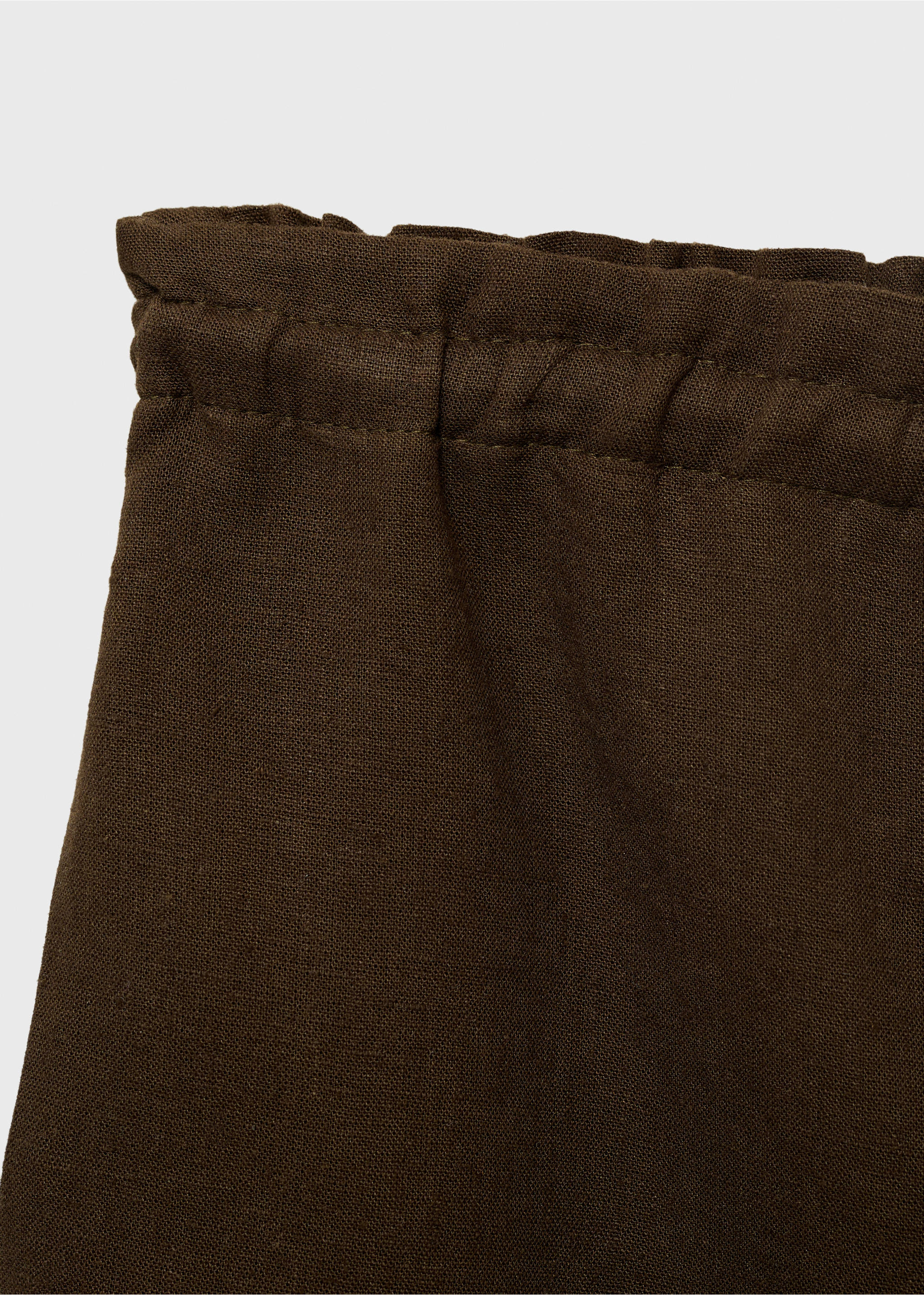 Gerade Leinenshorts mit Kordelzug - Detail des Artikels 8, Khaki. Ref: 17081171-00.