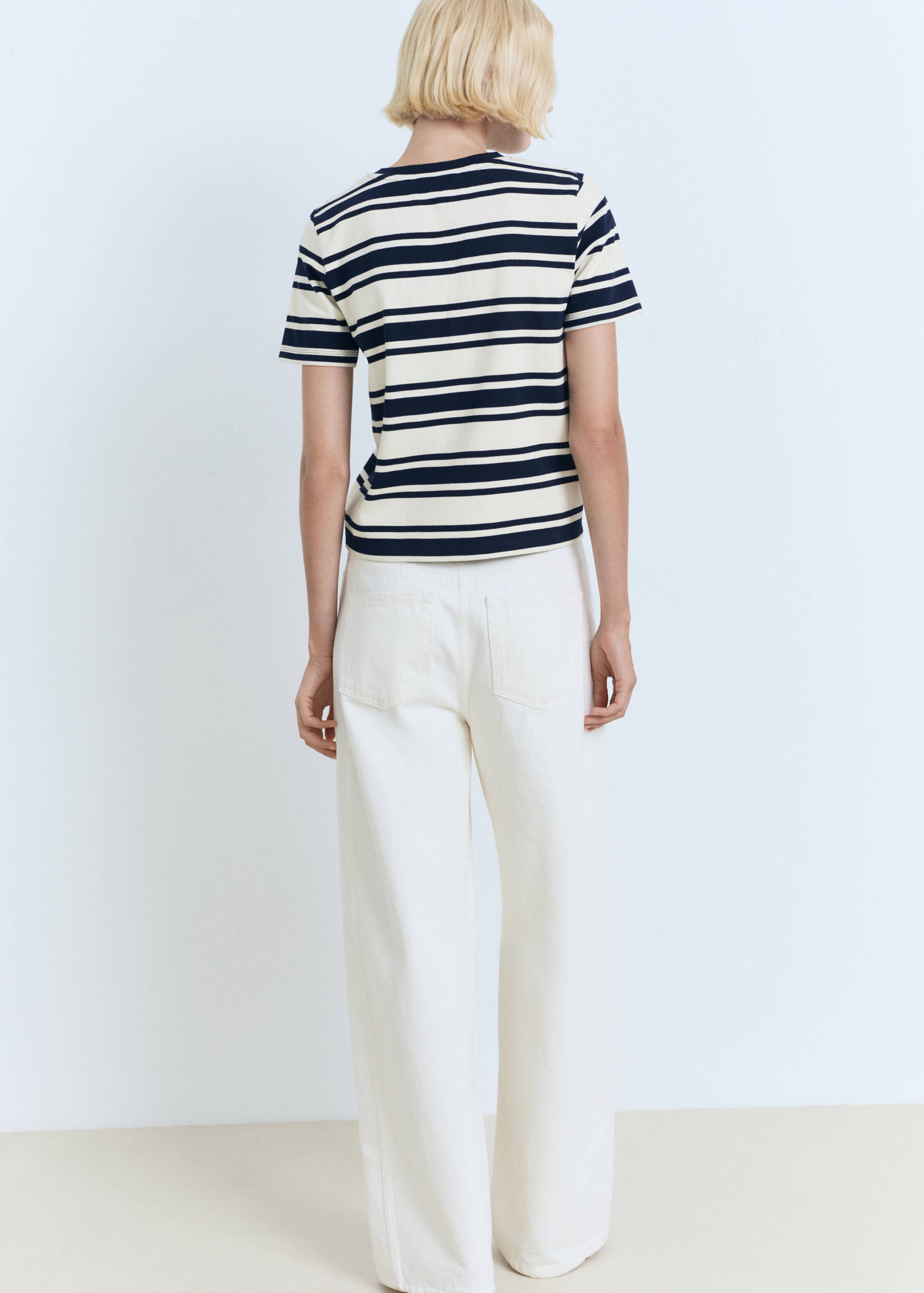 T-shirt coton col contrastant - Verso de l’article