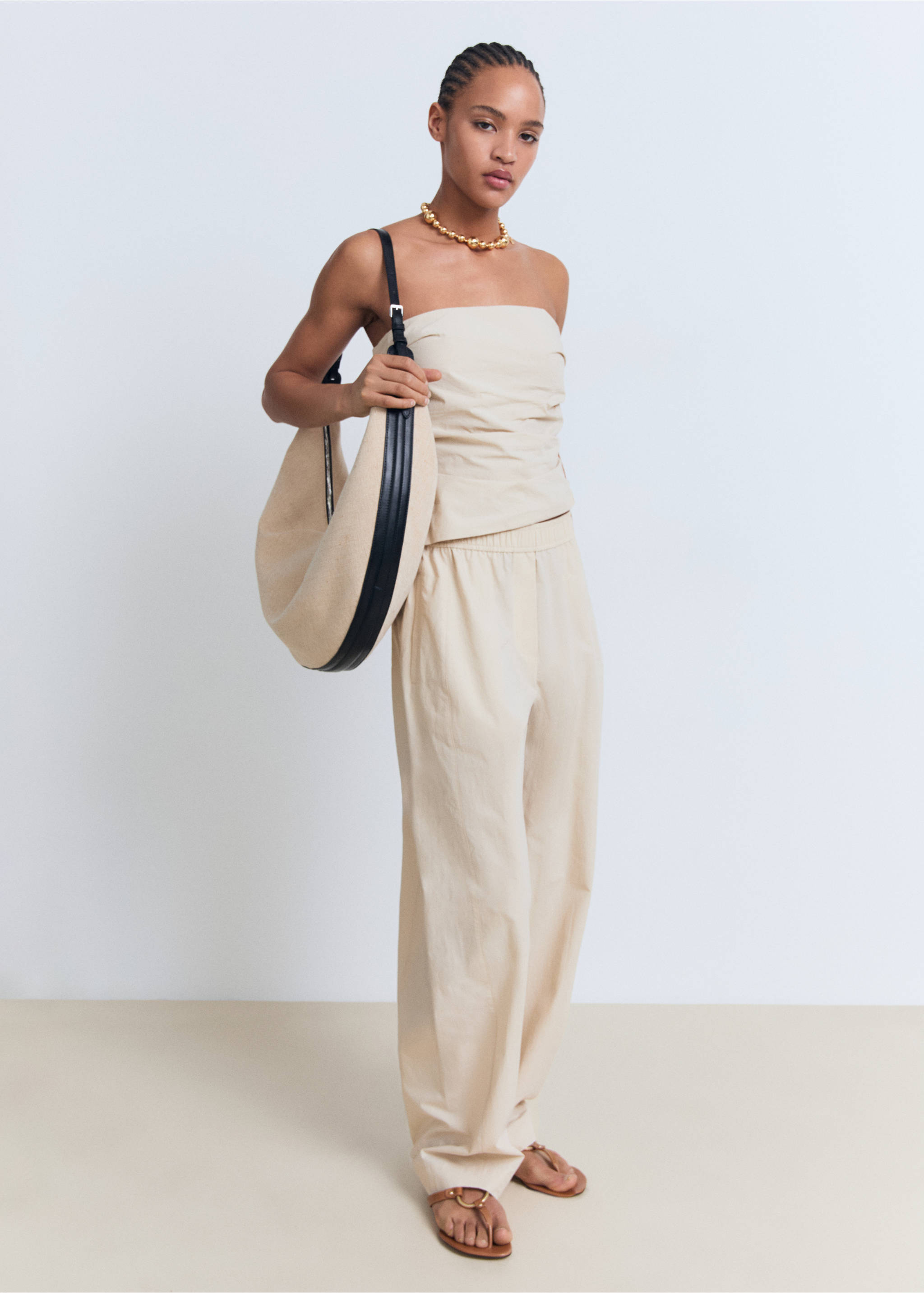 Asymmetrical strapless top - General plane, Ecru. Ref: 17081174-00.