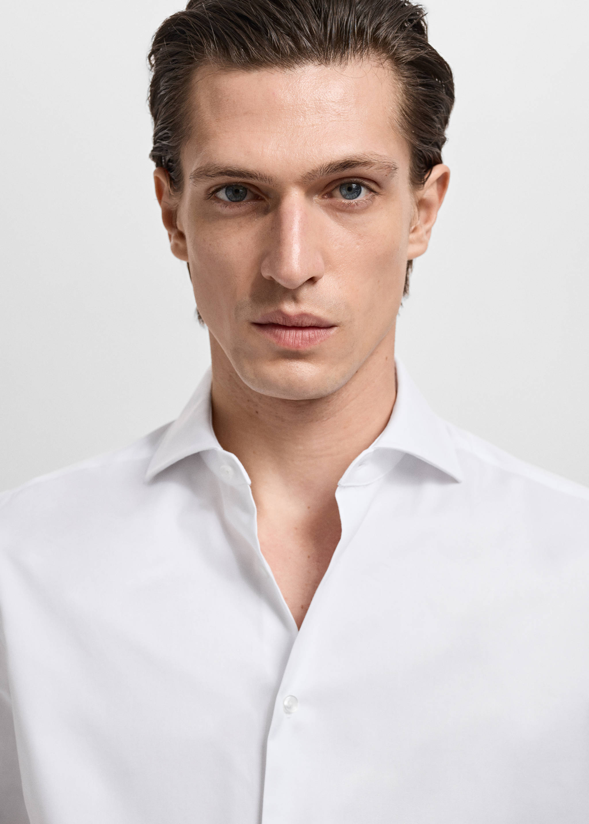 Camisa botó de punys vestit slim fit teixit twill - Detall de l'article 1