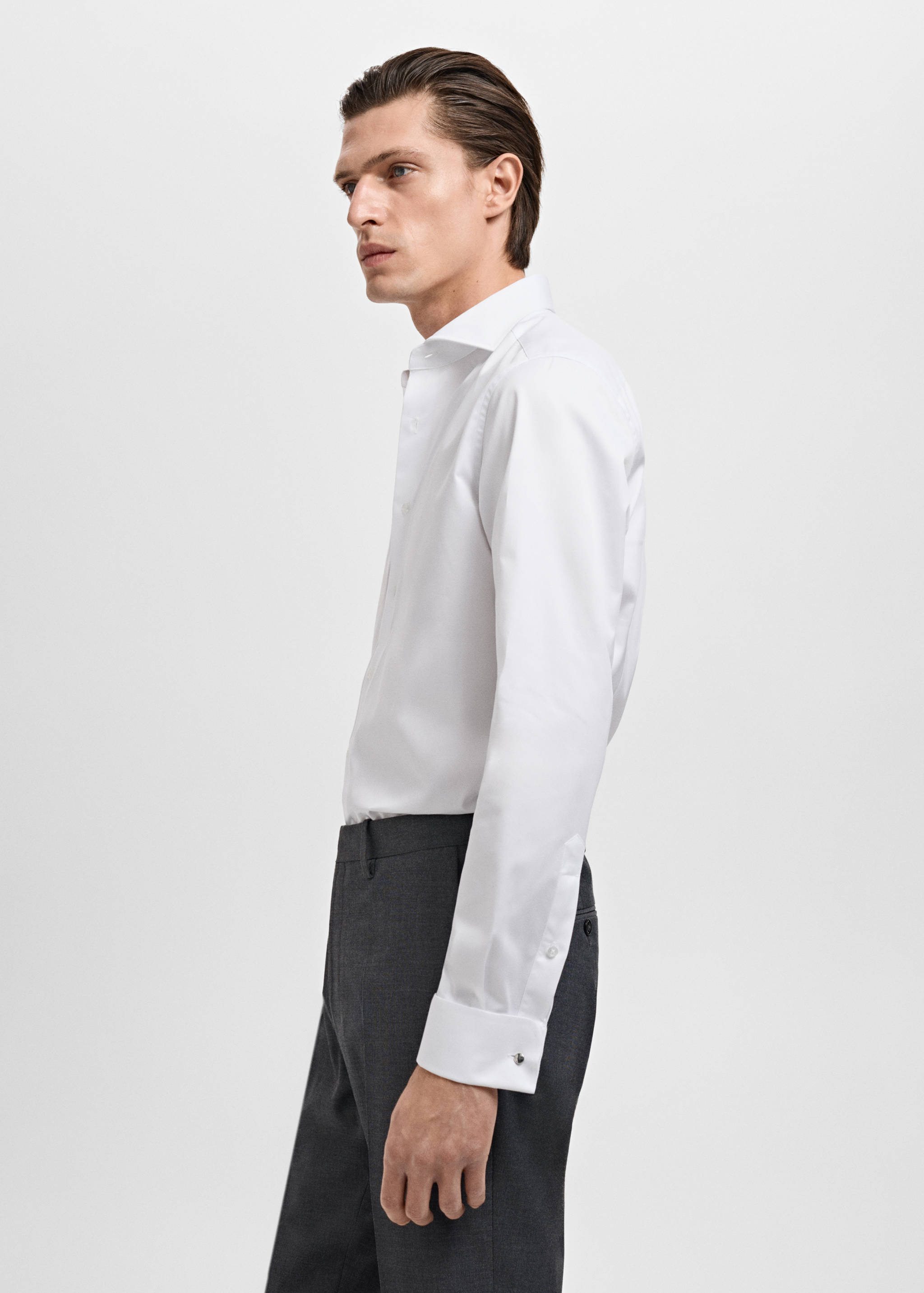 Camisa botó de punys vestit slim fit teixit twill - Detall de l'article 2