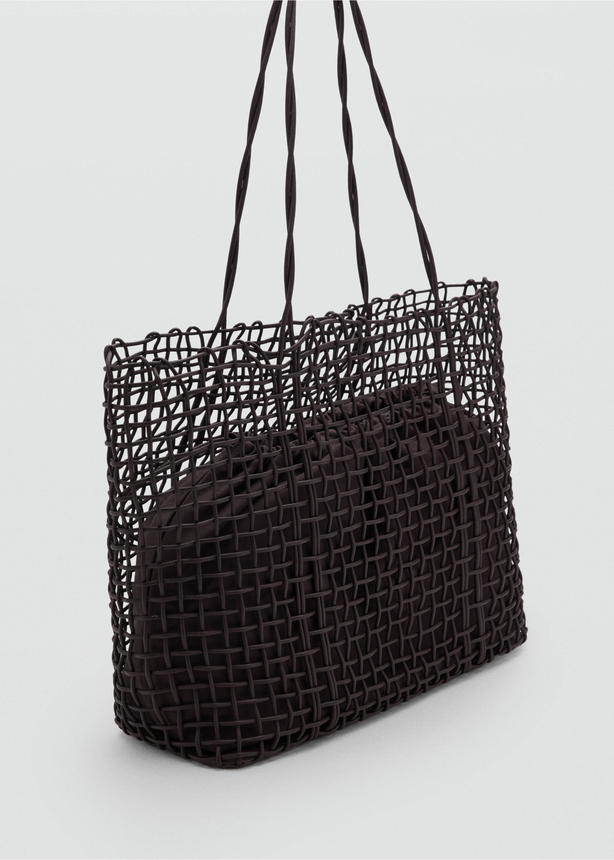 Shopper-Bag mit Flechtdesign - Mittlere Ansicht, Schokolade. Ref: 17081178-00.