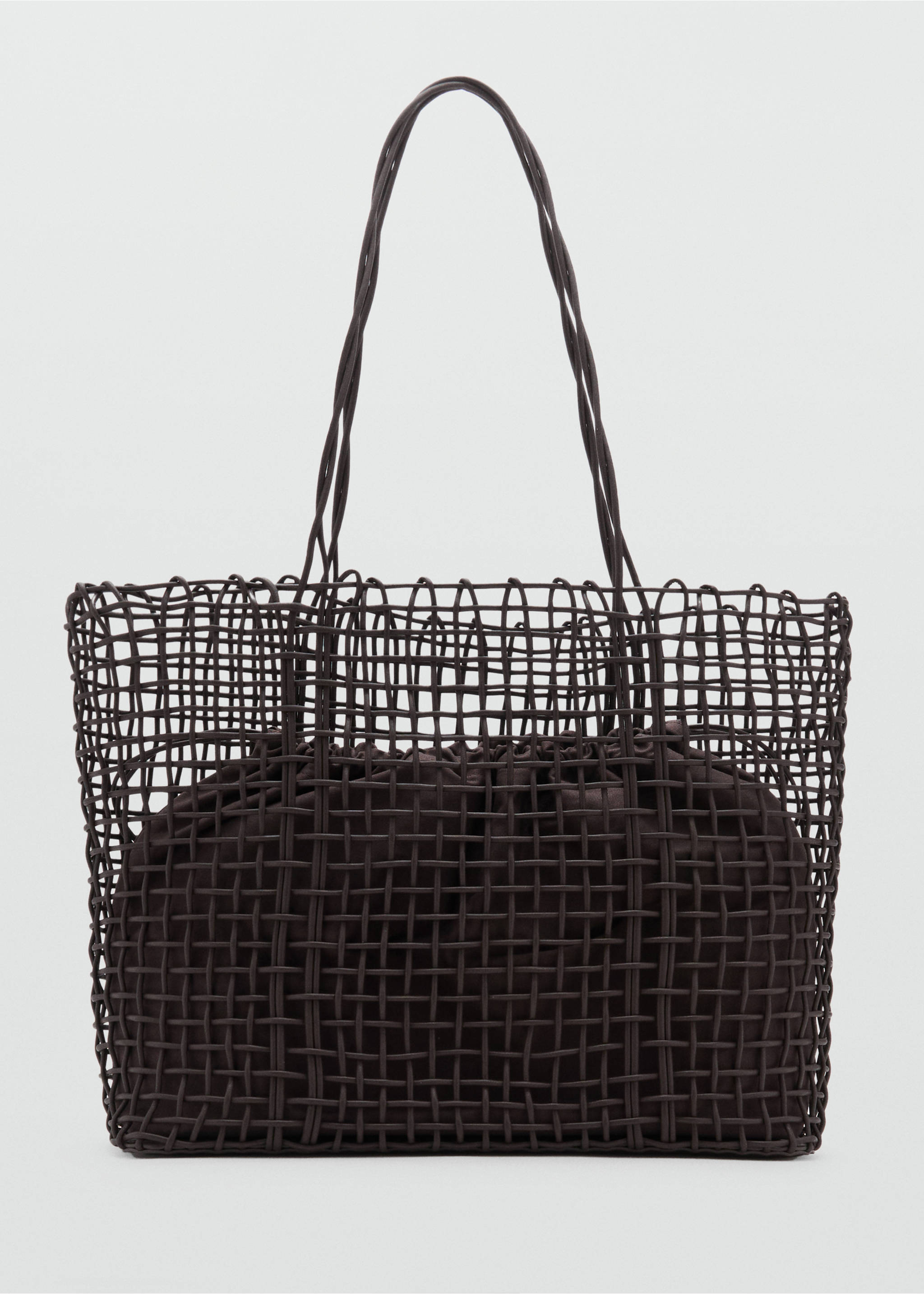 Shopper-Bag mit Flechtdesign - Artikel ohne Model, Schokolade. Ref: 17081178-00.