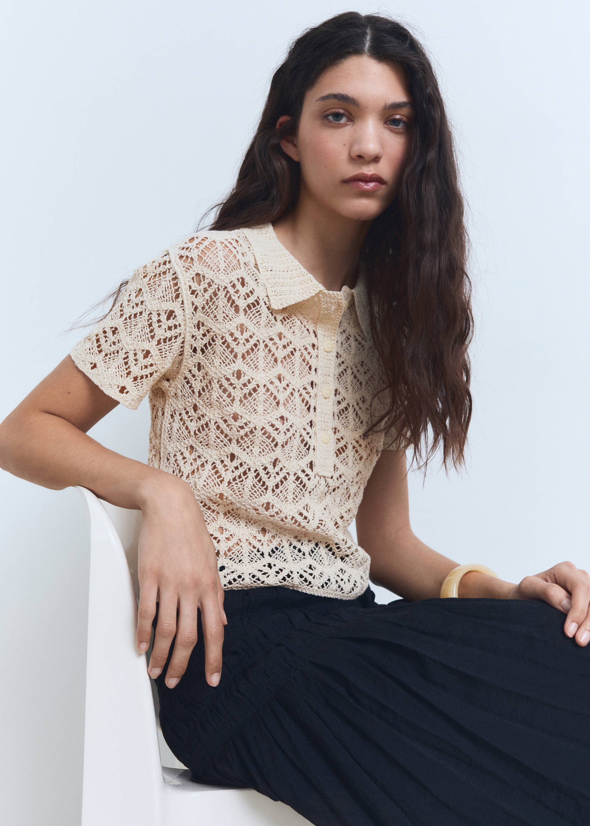 Short-sleeved crochet sweater - Details of the article 2