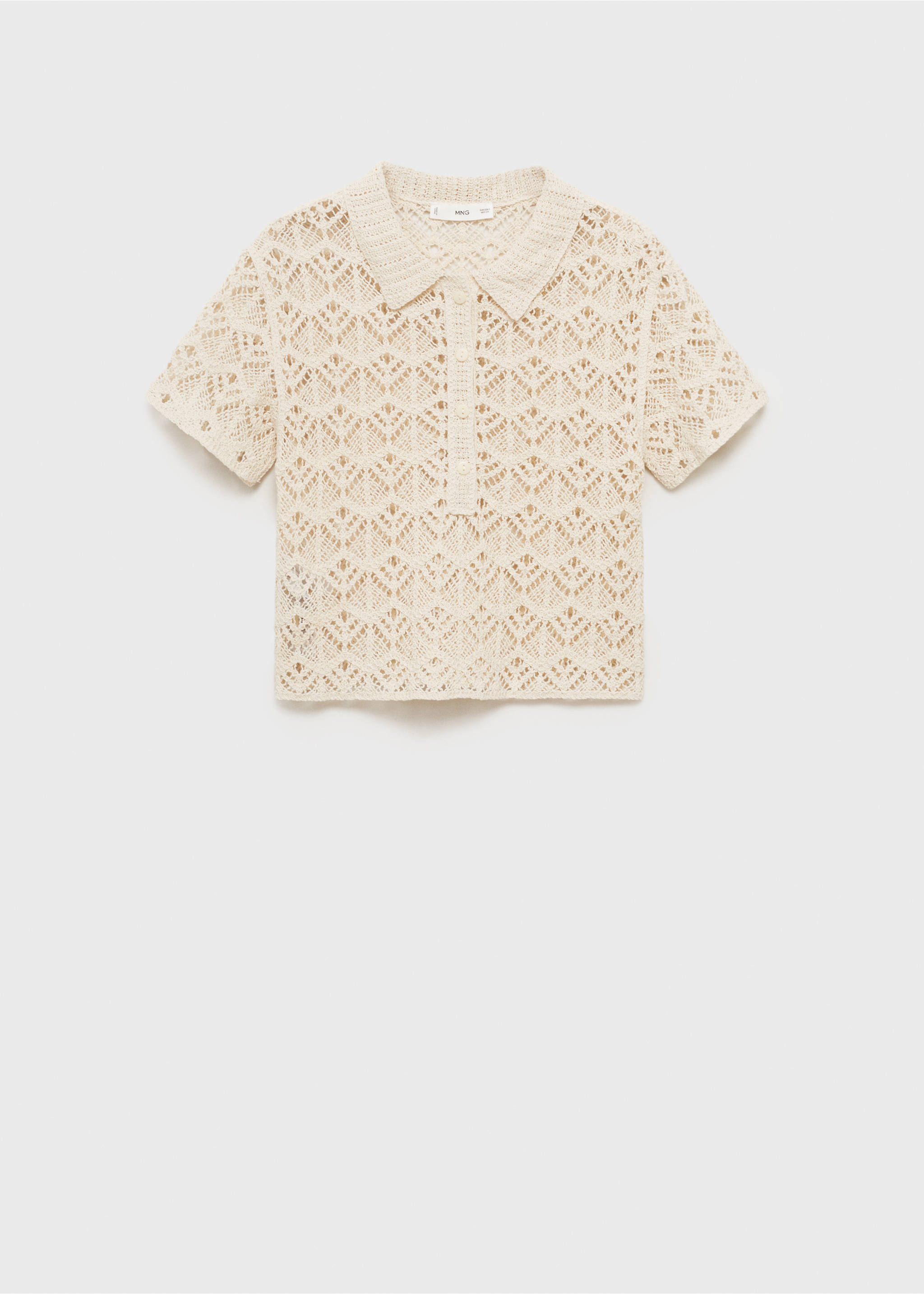 Short-sleeved crochet sweater - Article without model, Ecru. Ref: 17081180-00.