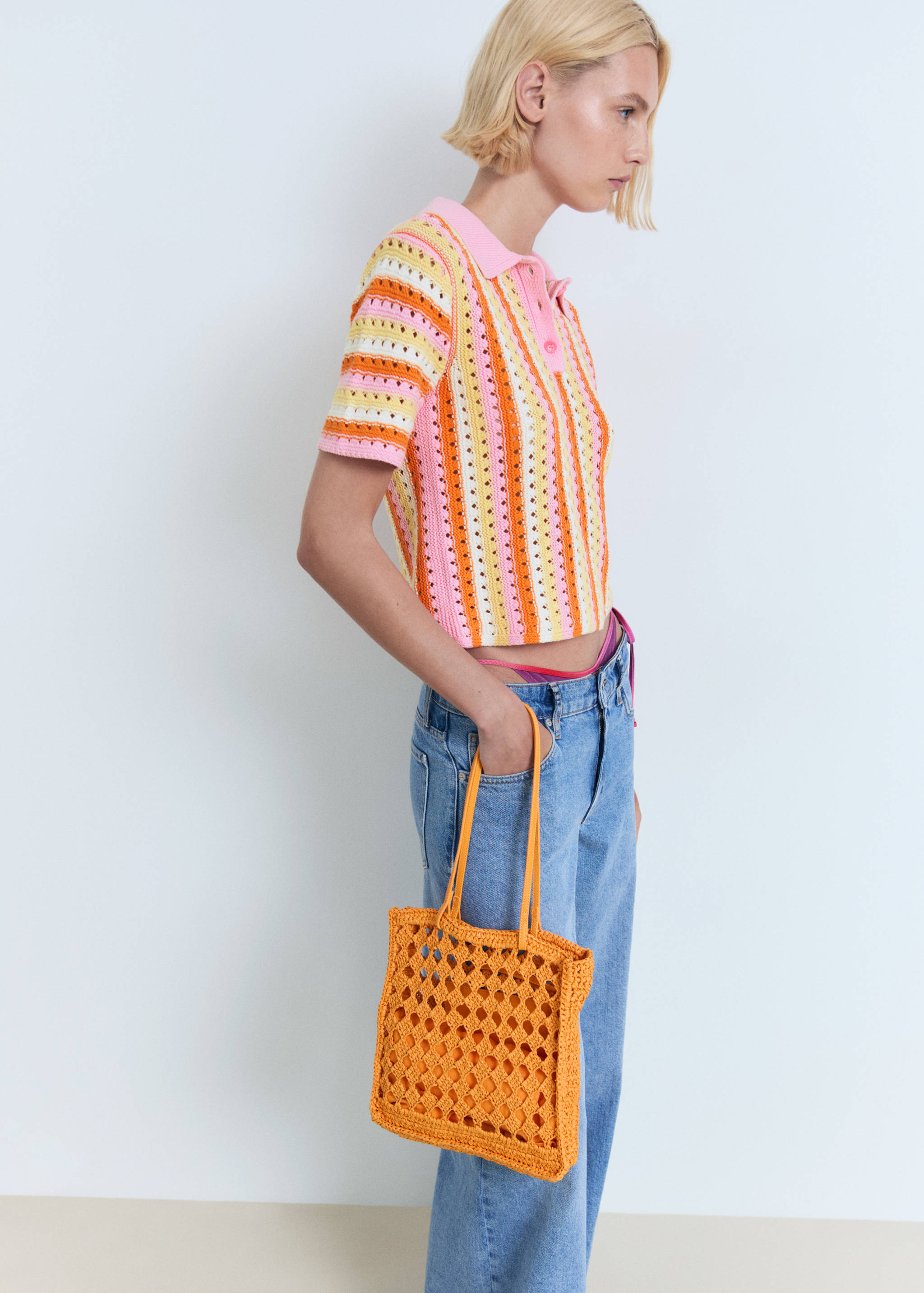 Two-tone striped crochet sweater - Details of the article 2