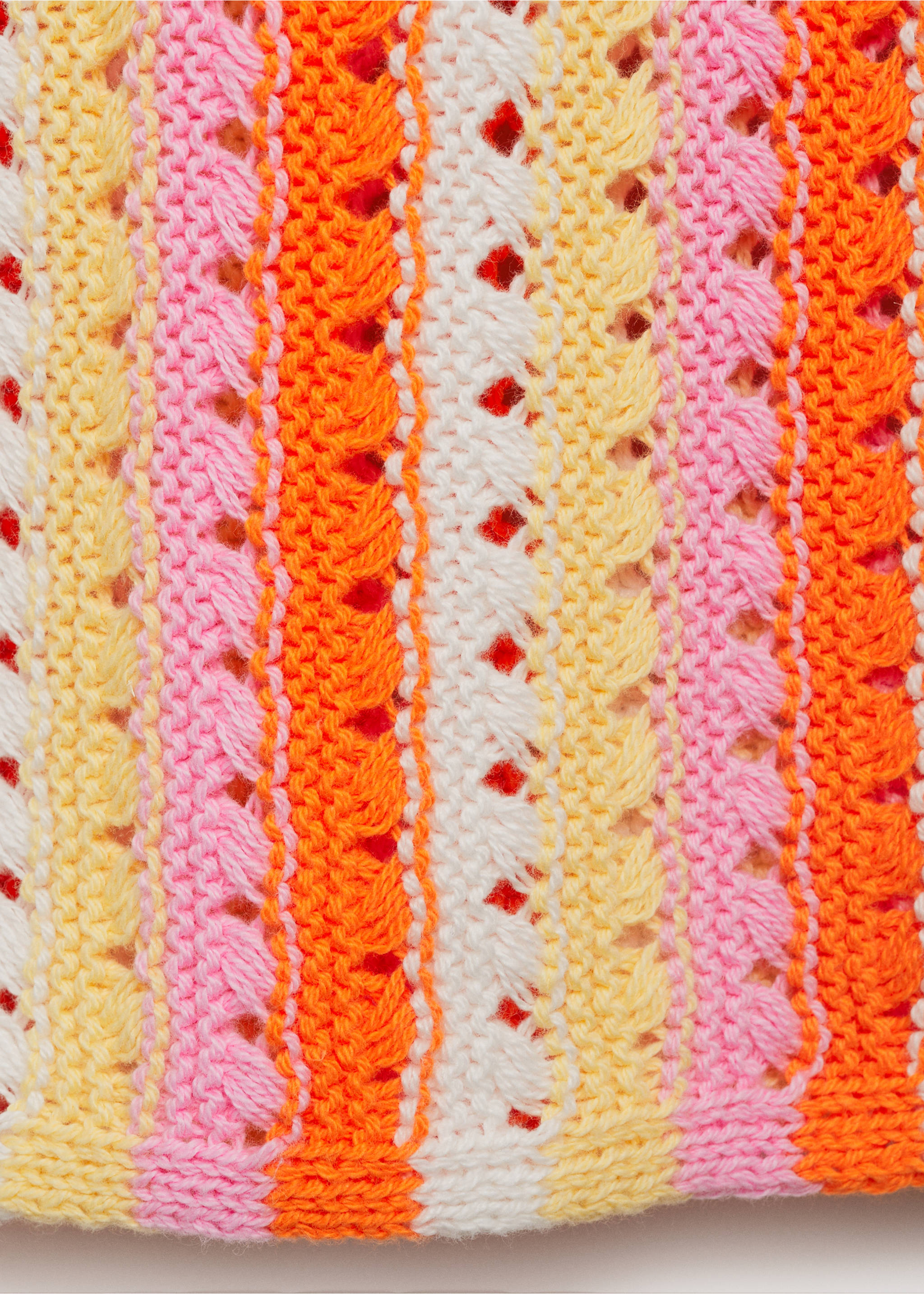 Two-tone striped crochet sweater - Details of the article 0, Pink. Ref: 17081183-00.