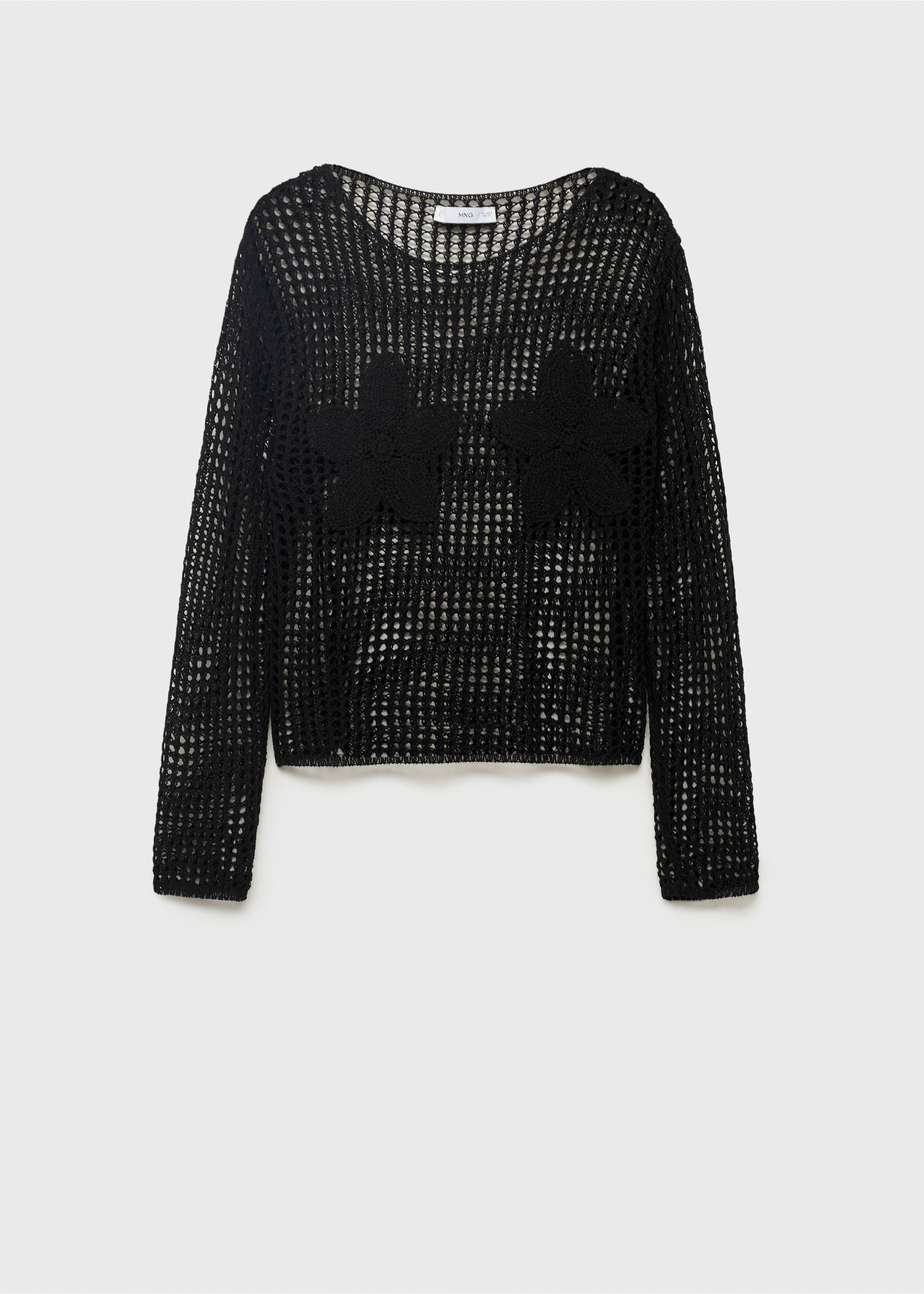 Knit embroidered sweater - Article without model, Black. Ref: 17081185-00.