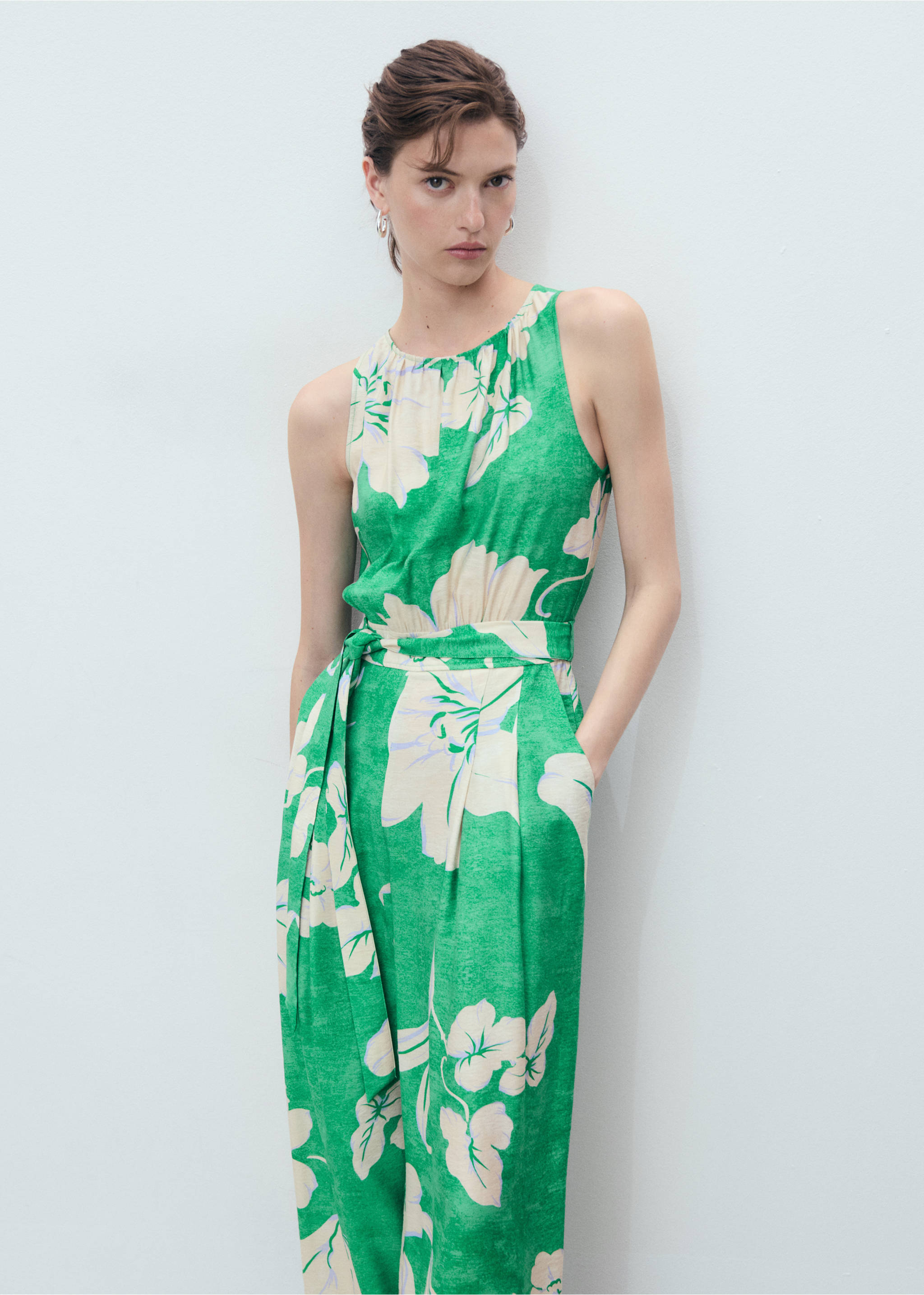 Belt printed jumpsuit - Medium plane, Green. Ref: 17081186-00.