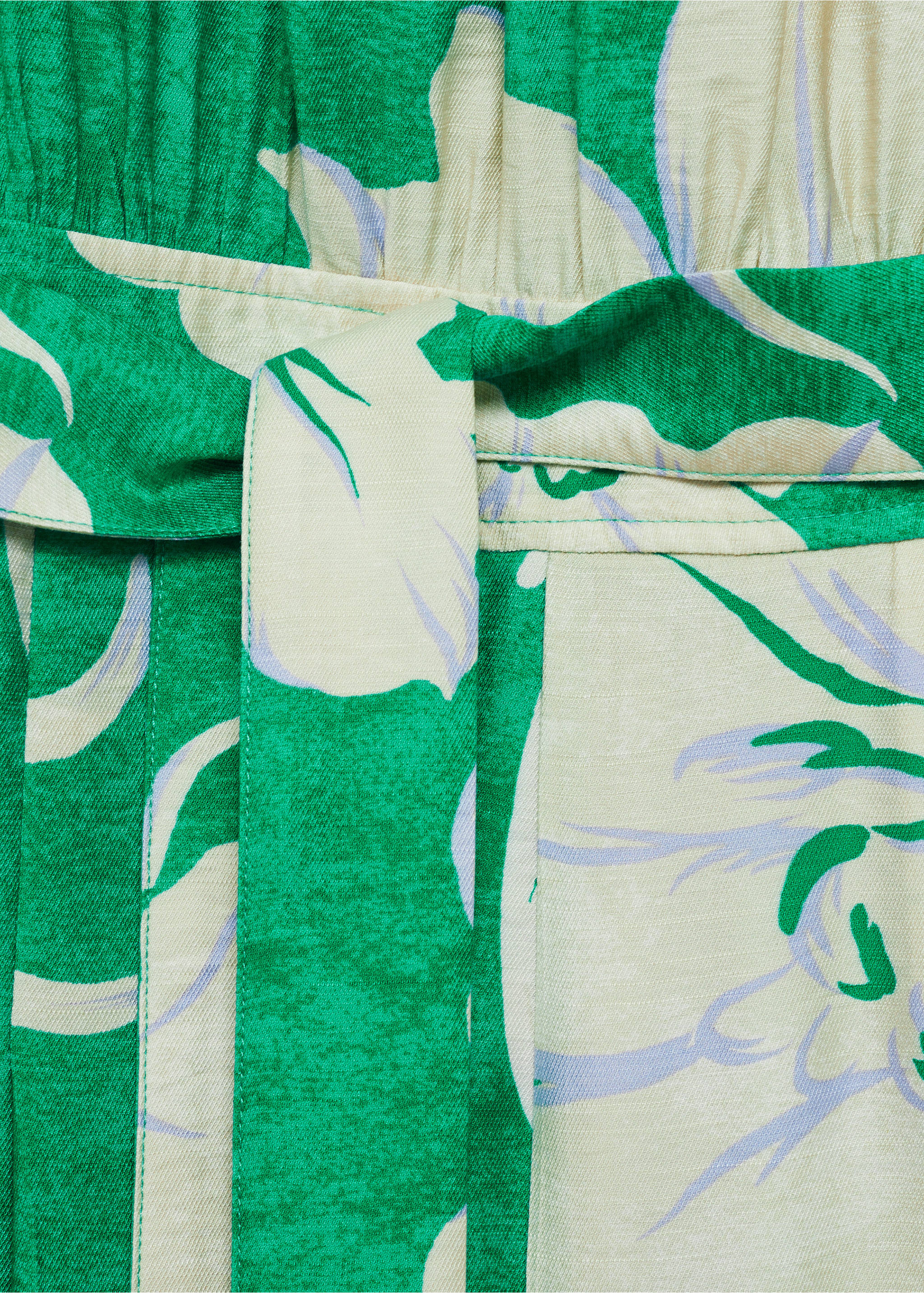 Belt printed jumpsuit - Details of the article 8, Green. Ref: 17081186-00.