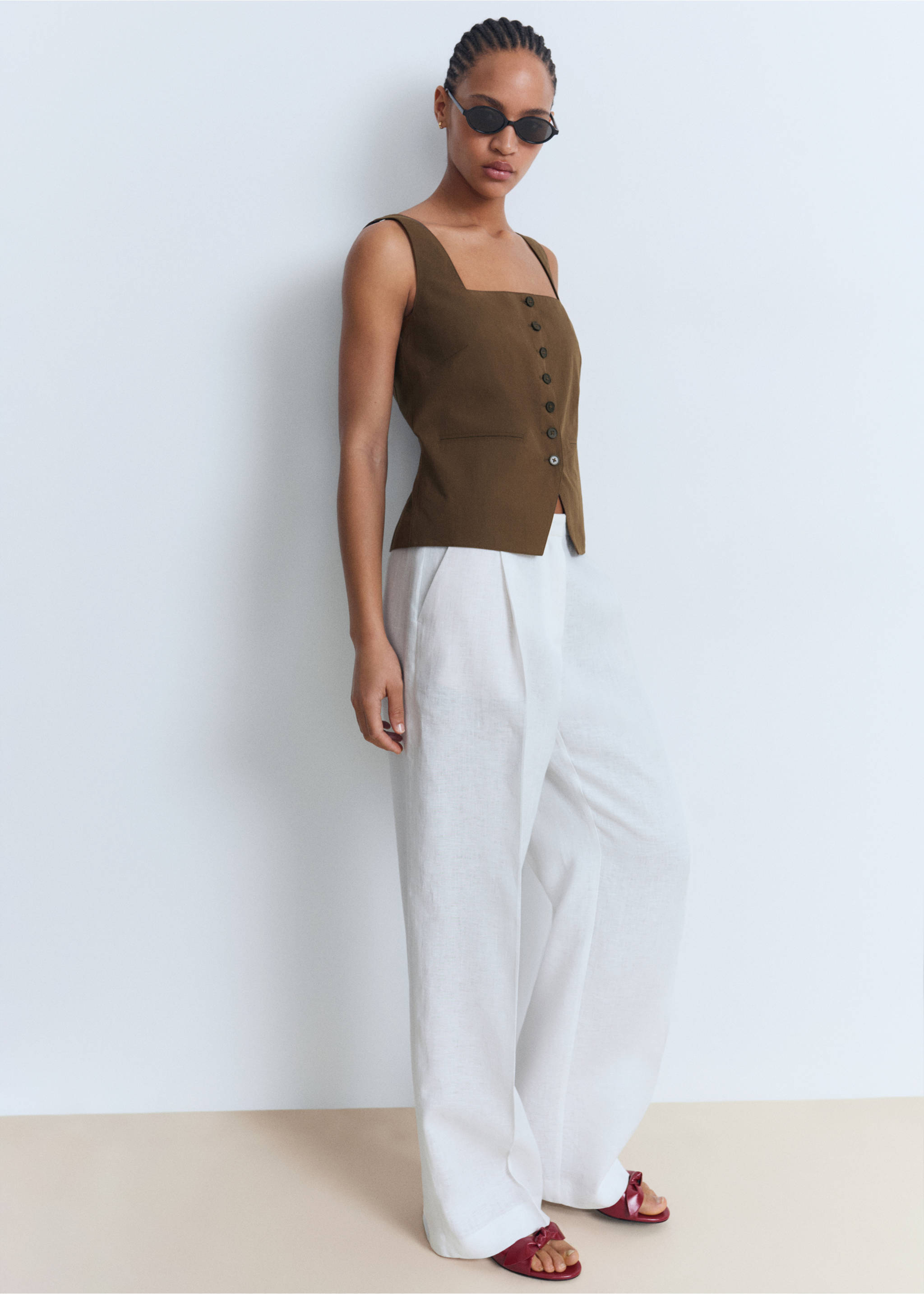 Gilet de costume coton - Détail de l'article 2, Marron. Ref: 17081187-00.
