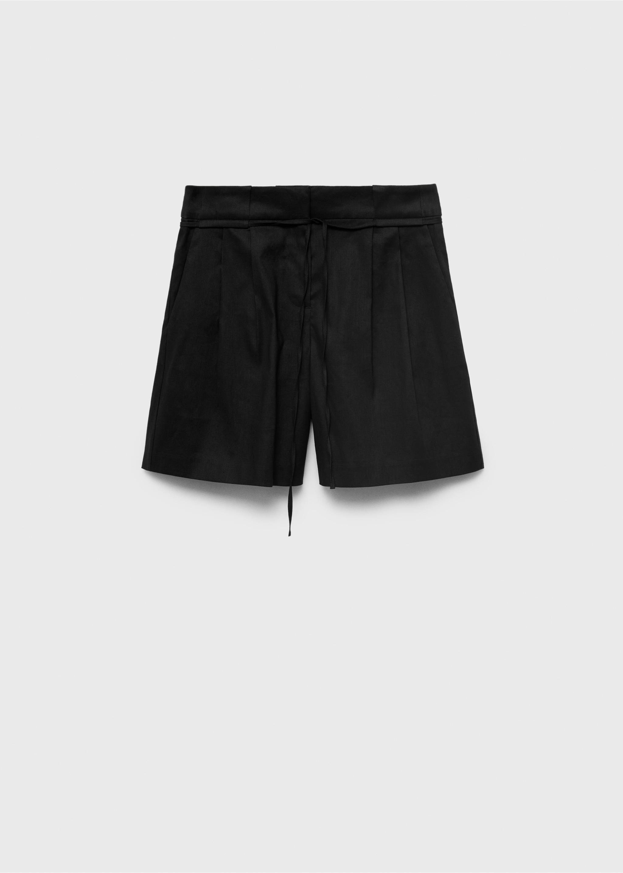 Linen shorts with bow and belt - Article without model, Black. Ref: 17081191-00.