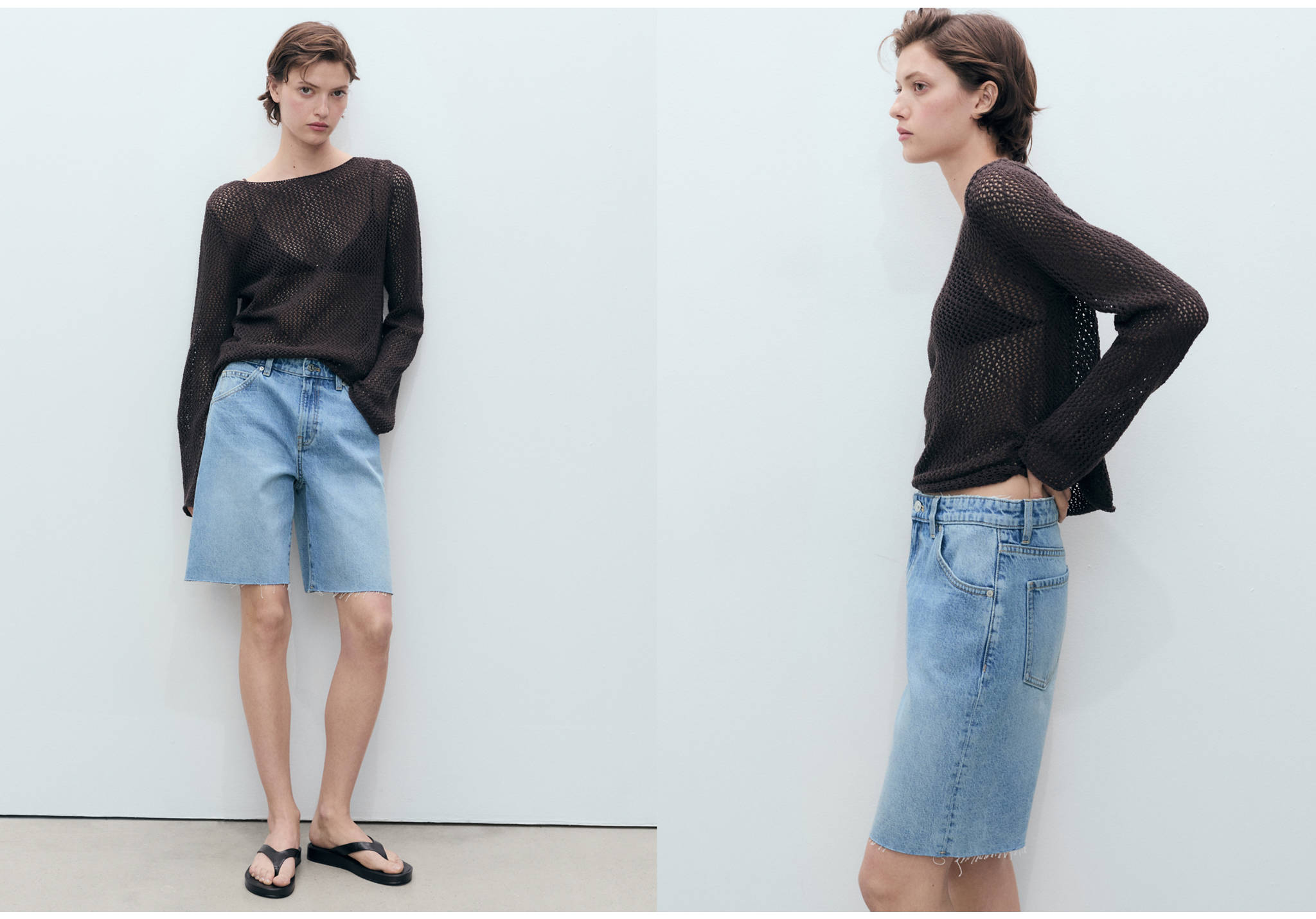 Frayed hem denim shorts - Panoramic plane