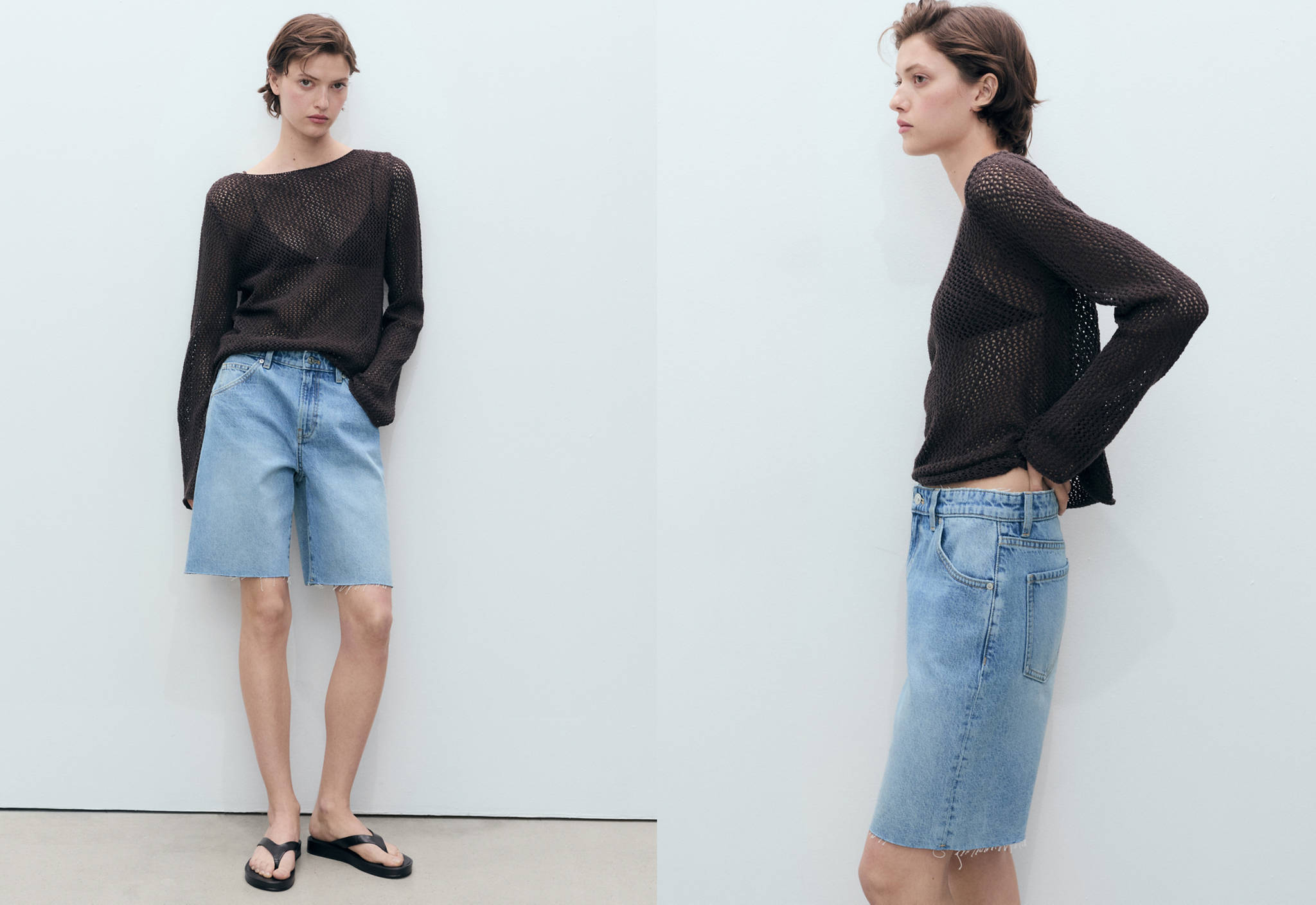 Frayed hem denim shorts - Panoramic plane