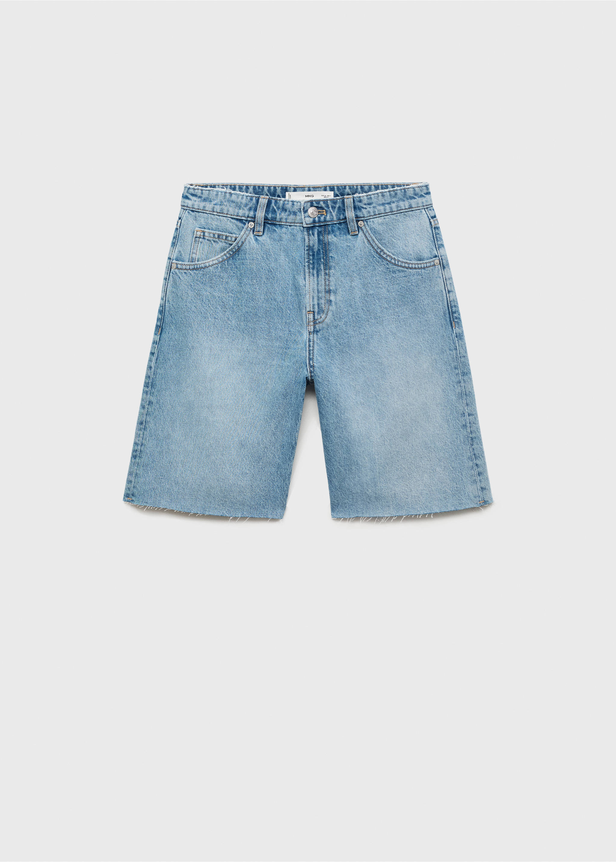 Kratke hlače od trapera pohabanog poruba - Artikl bez modela, Srednje plava. Ref: 17081193-00.