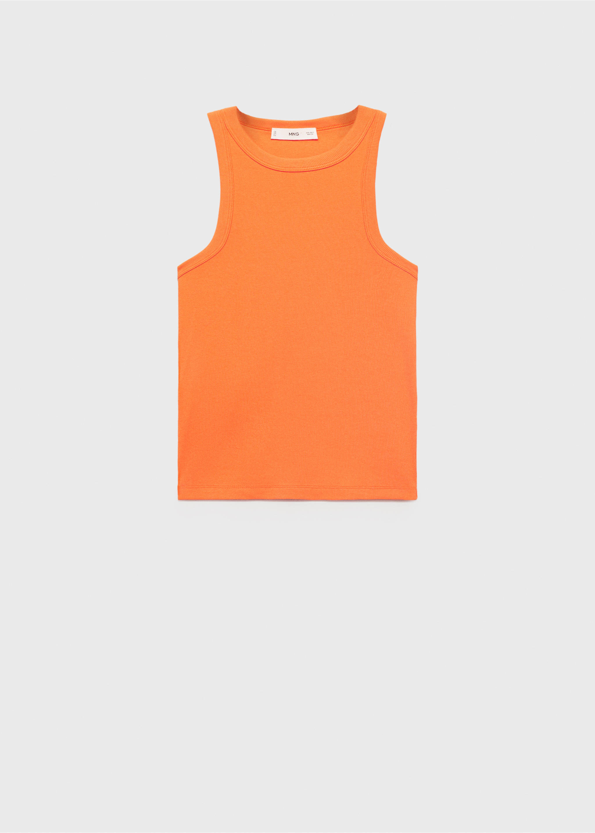 Bavlněný top v žebrovaném vzoru - Zboží bez modelu, Pastelově oranžová. Ref: 17081210-00.