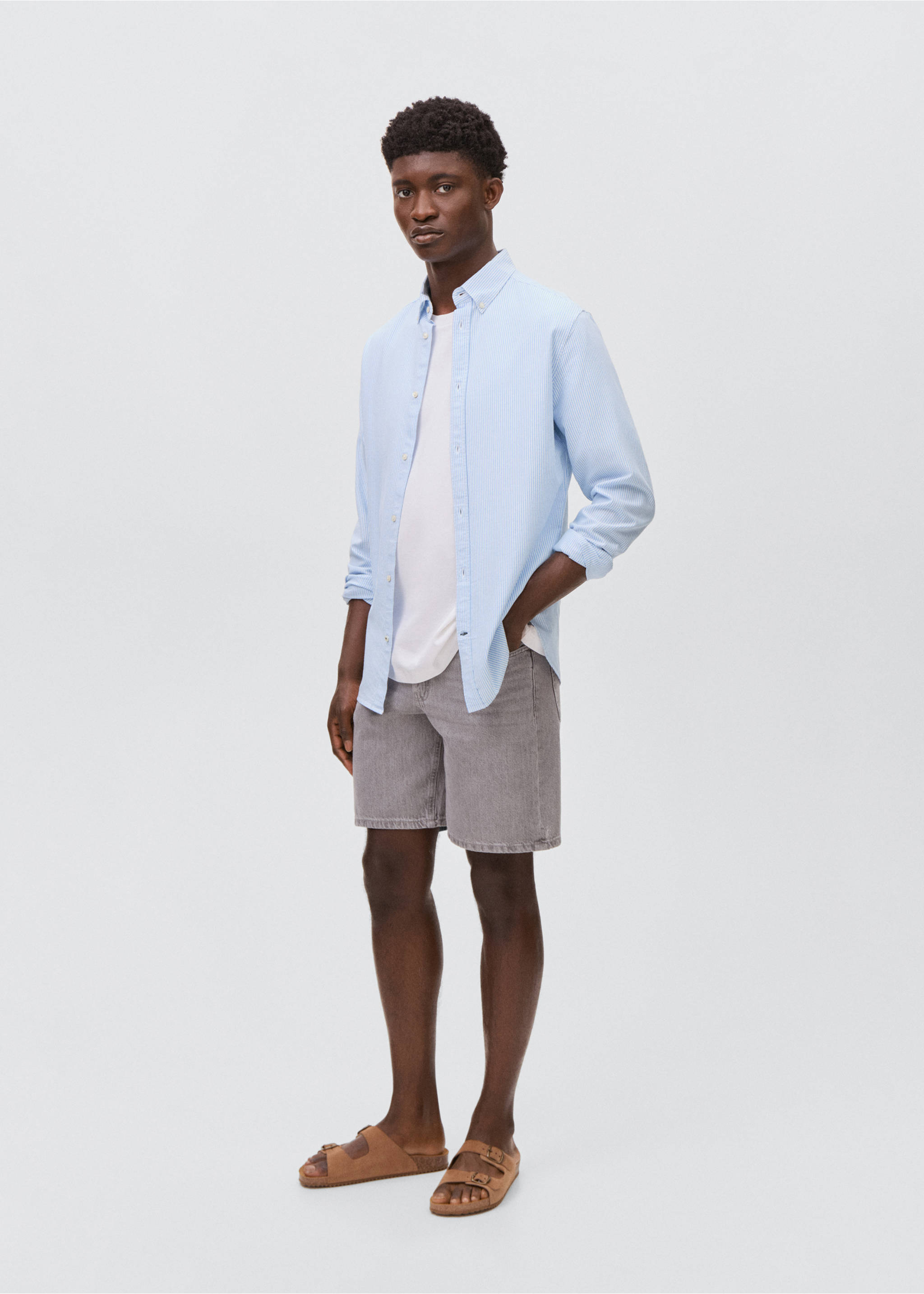 Striped Oxford shirt - General plane, Sky Blue. Ref: 17081212-00.