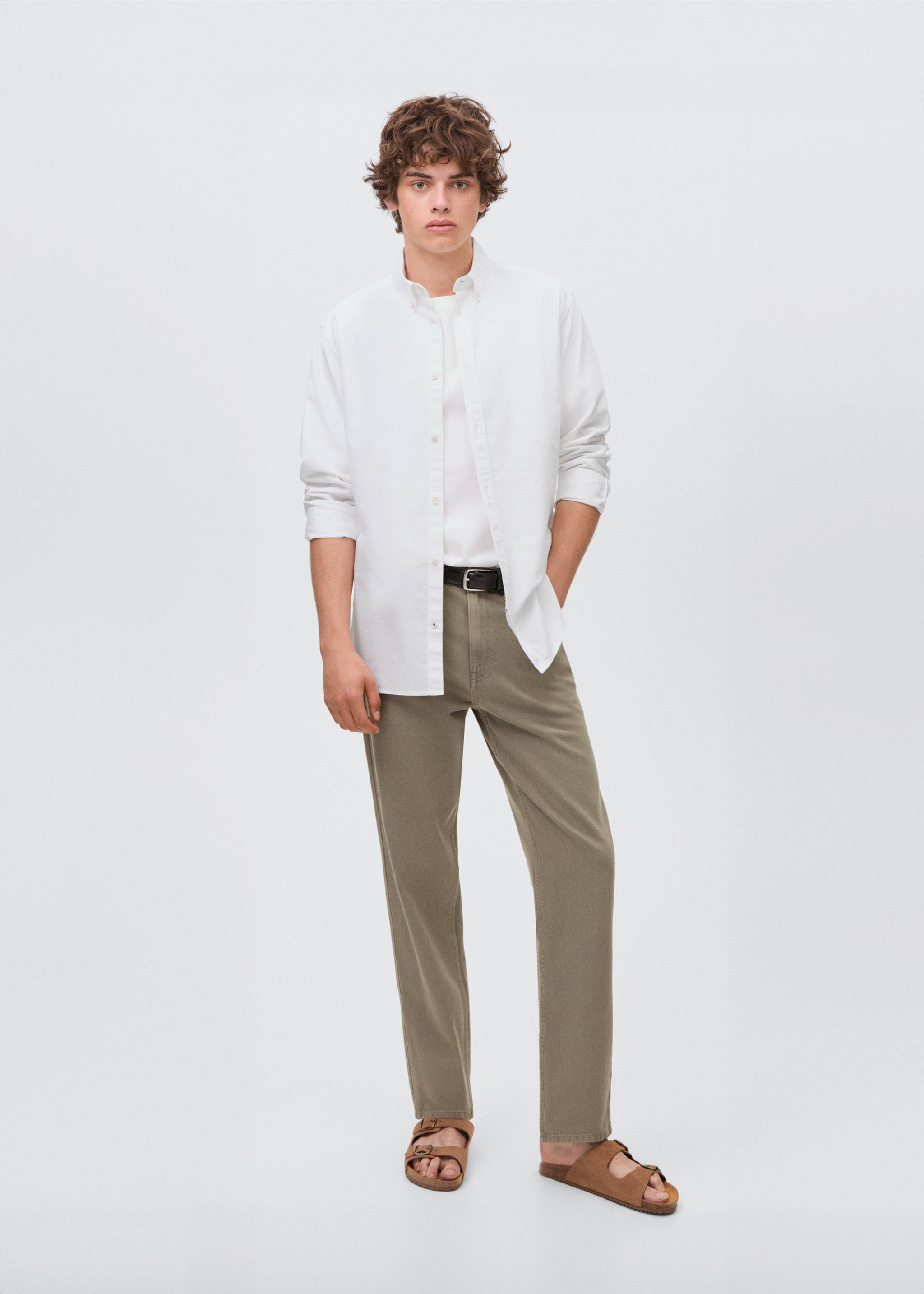 Camisa básica algodón - Plano general, Blanco roto. Ref: 17081213-00.