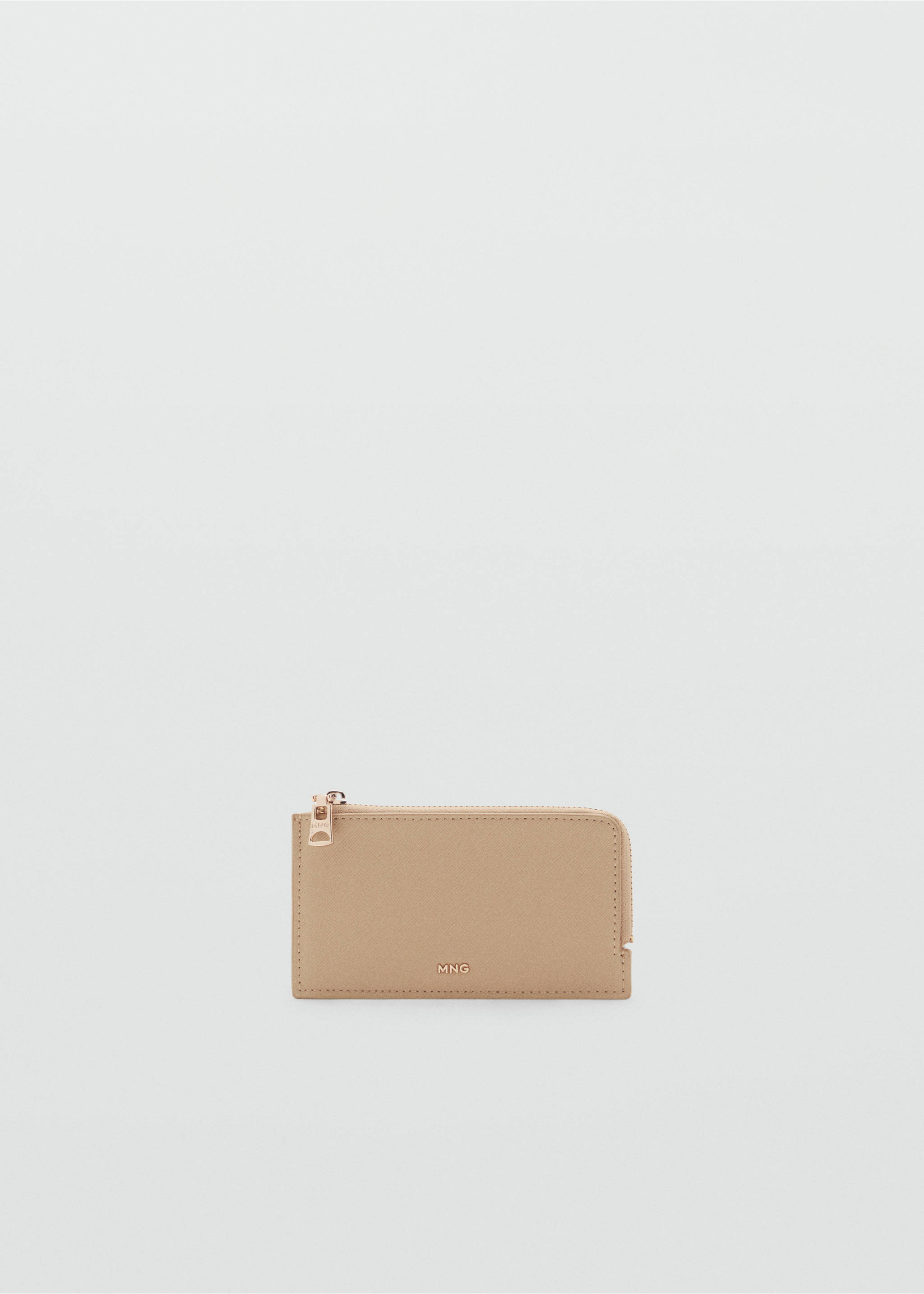 Porte-cartes effet saffiano à zip - Article sans modèle, Vanille. Ref: 17081215-00.