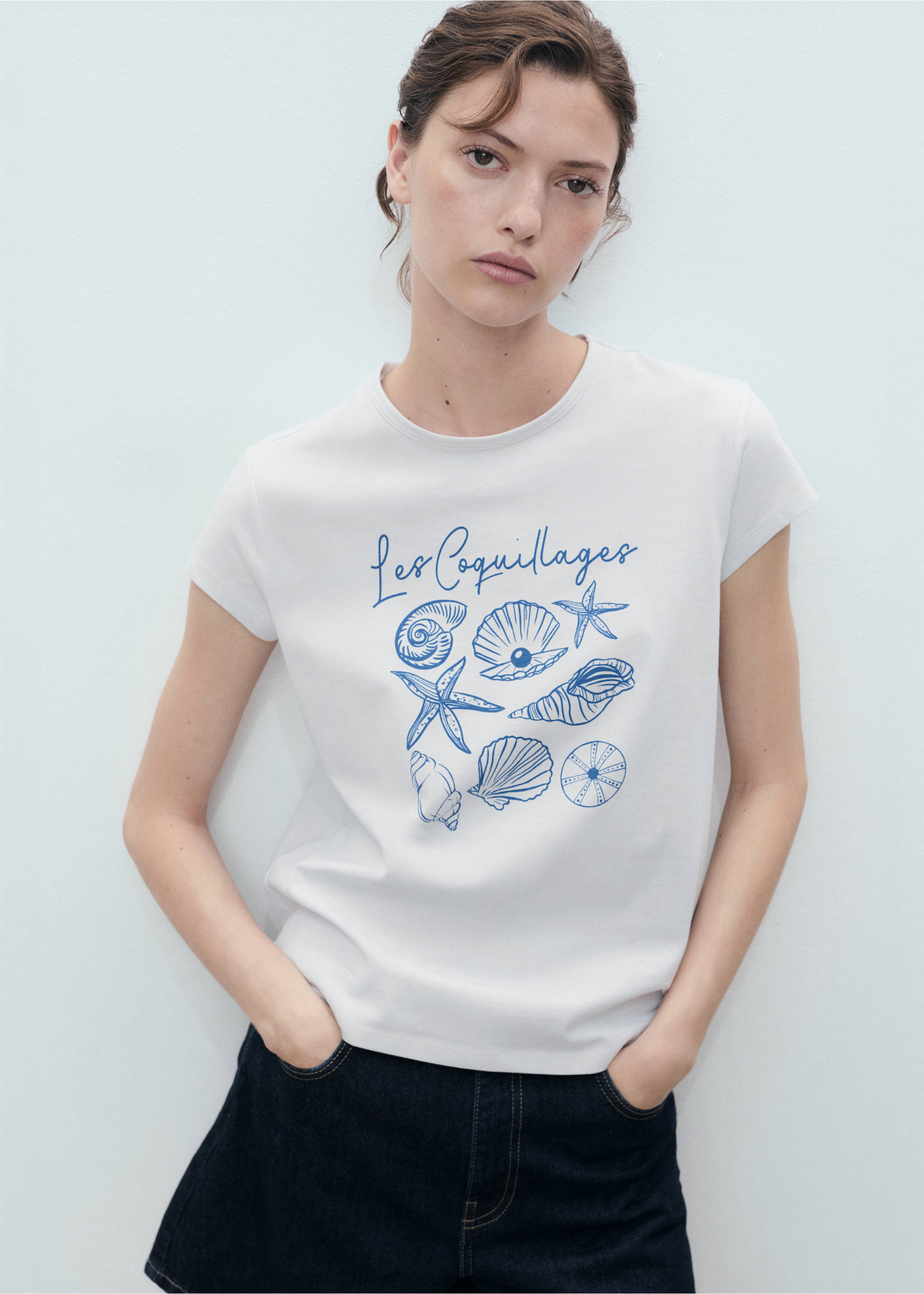 Printed cotton-blend t-shirt - Medium plane, Blue. Ref: 17081216-00.