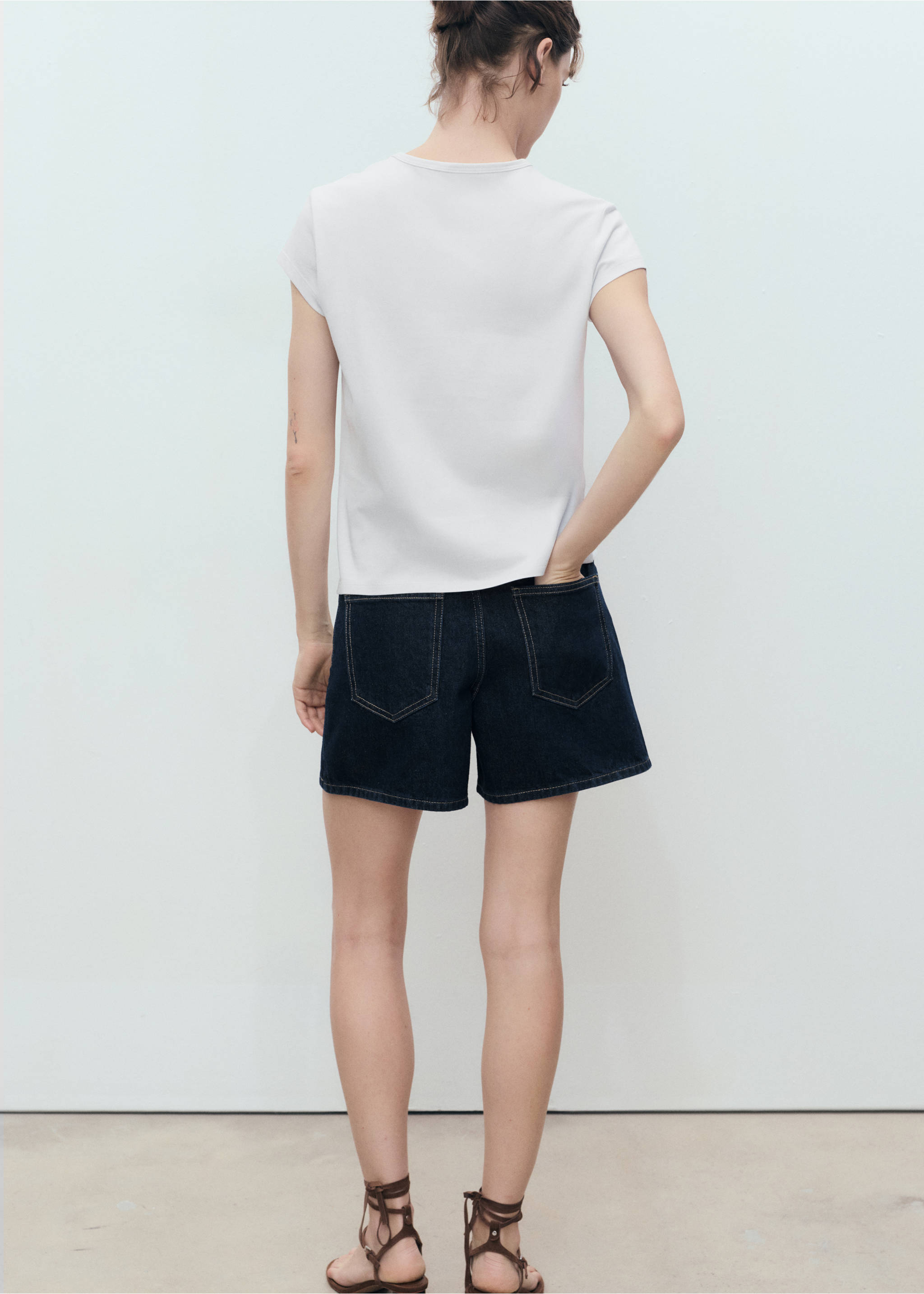 Printed cotton-blend t-shirt - Reverse of the article, Blue. Ref: 17081216-00.