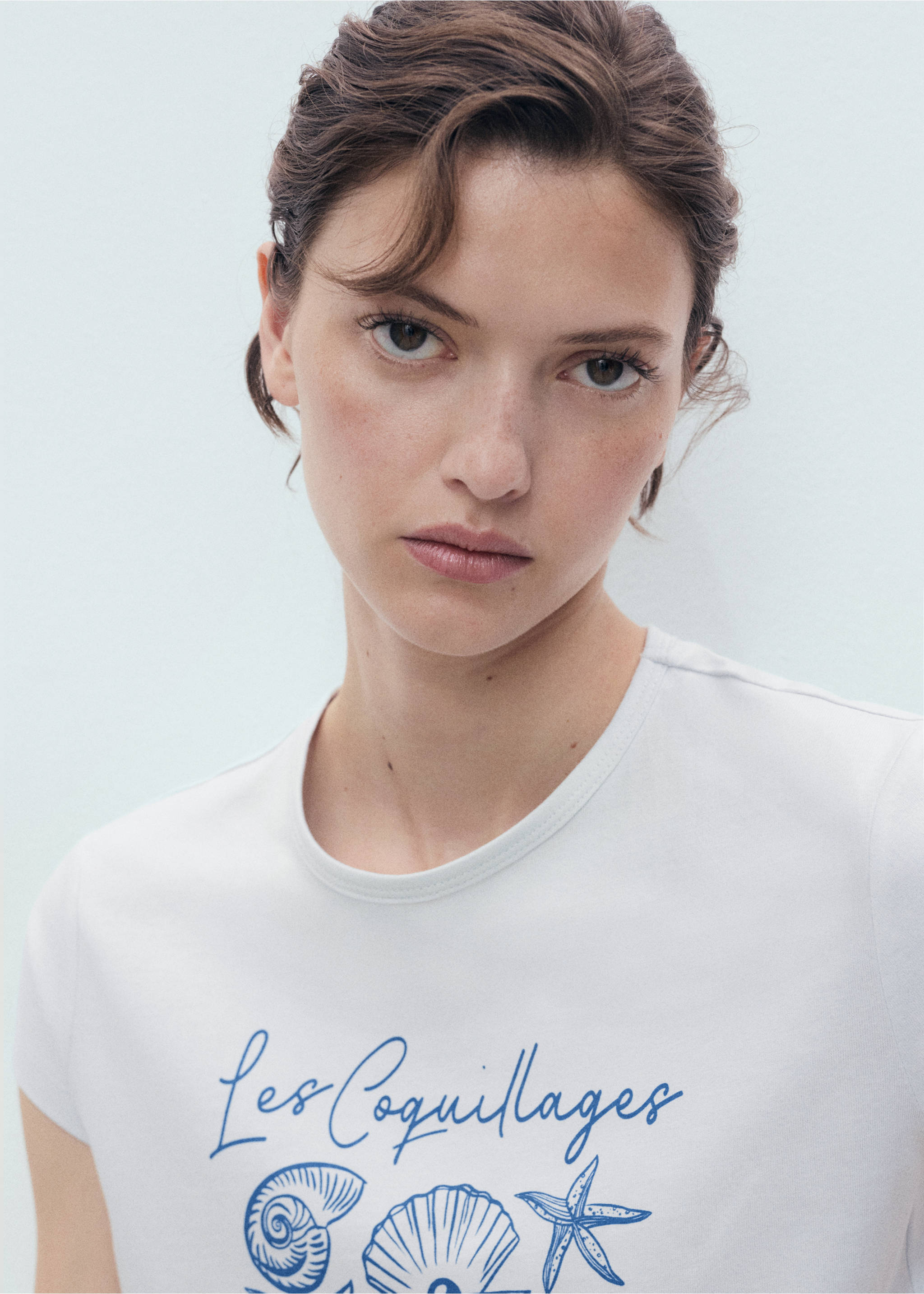 Printed cotton-blend t-shirt - Details of the article 1, Blue. Ref: 17081216-00.