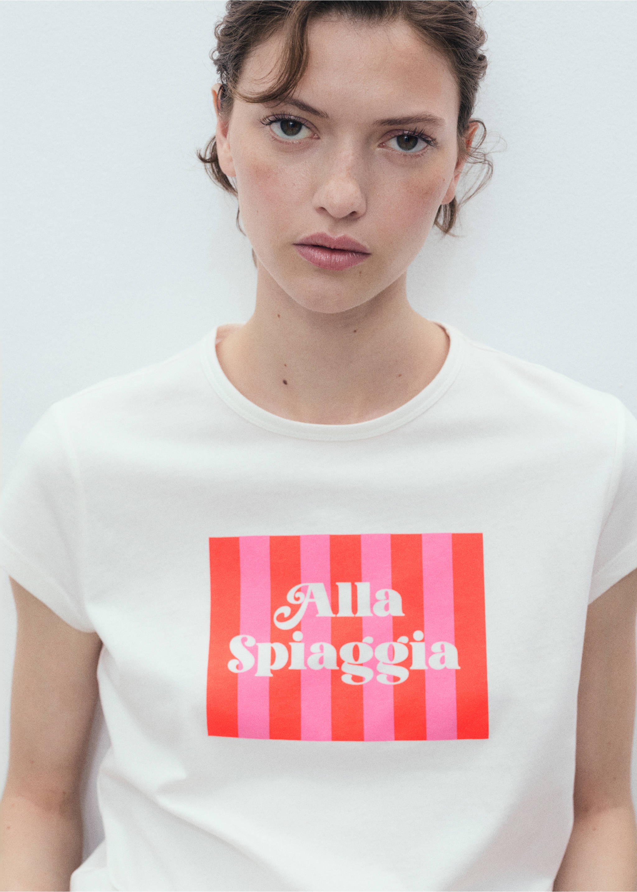 Printed cotton-blend t-shirt - Medium plane, Red. Ref: 17081216-00.