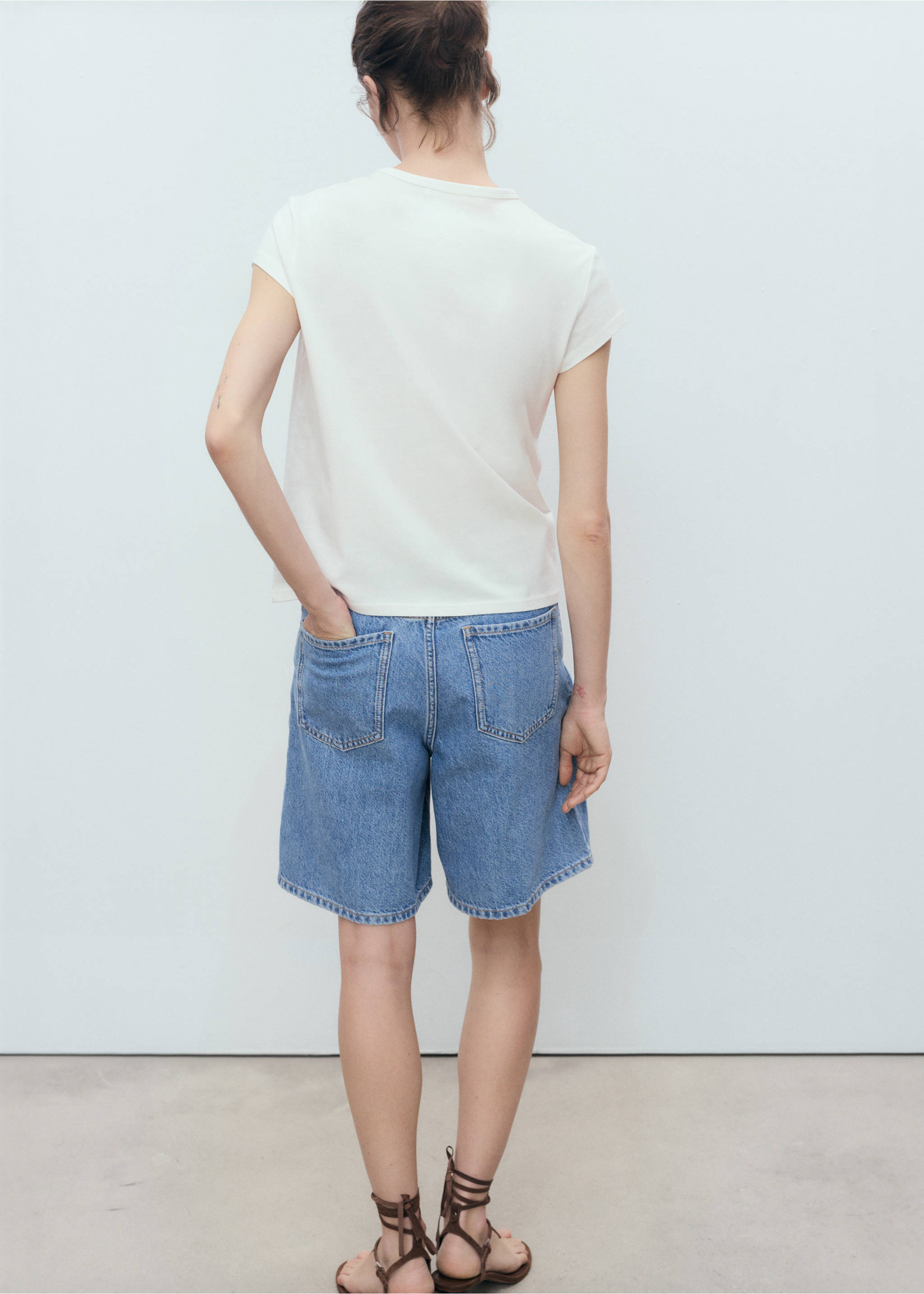 Printed cotton-blend t-shirt - Reverse of the article, Red. Ref: 17081216-00.