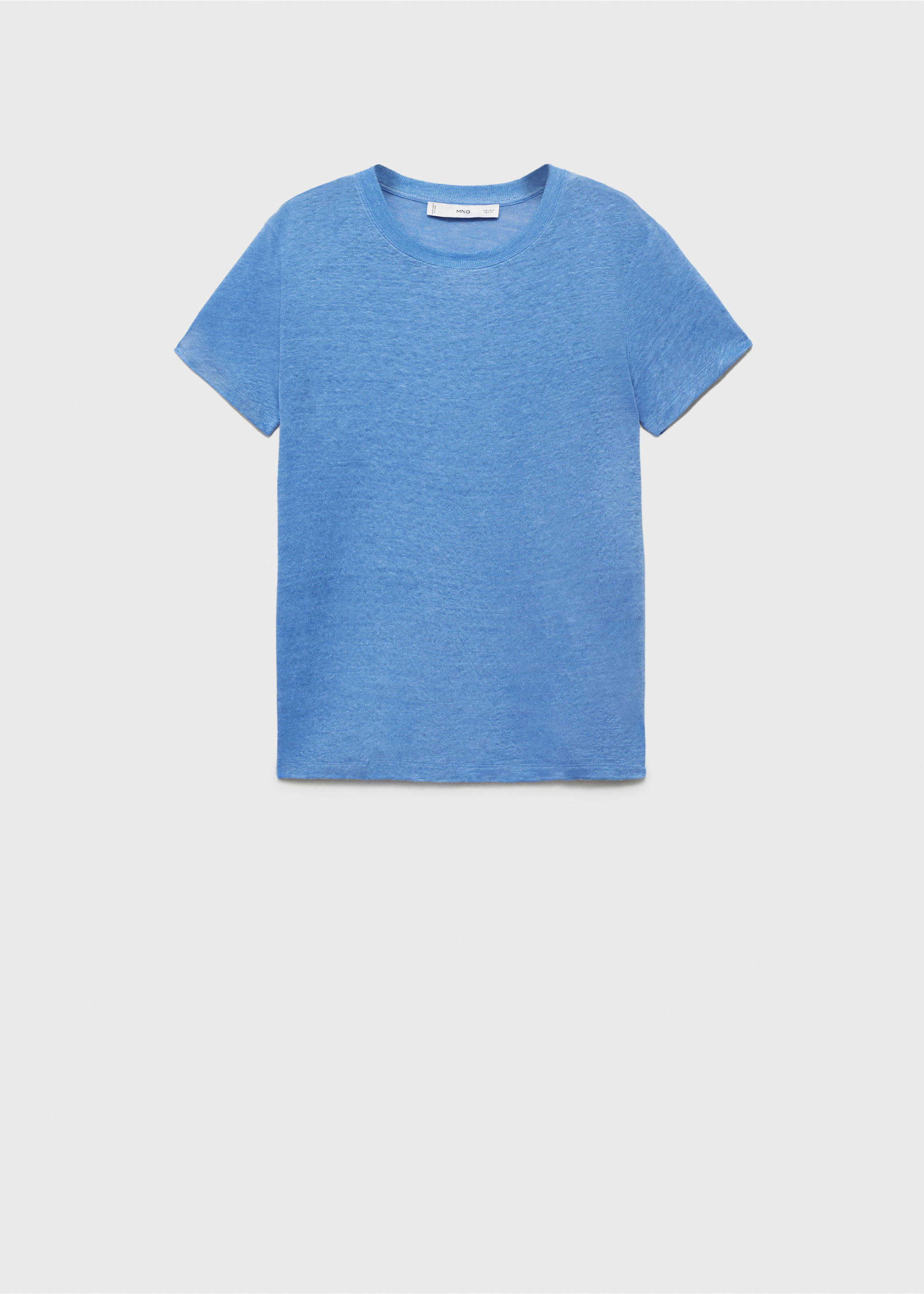 Short-sleeved linen t-shirt - Article without model, Sky Blue. Ref: 17081218-00.