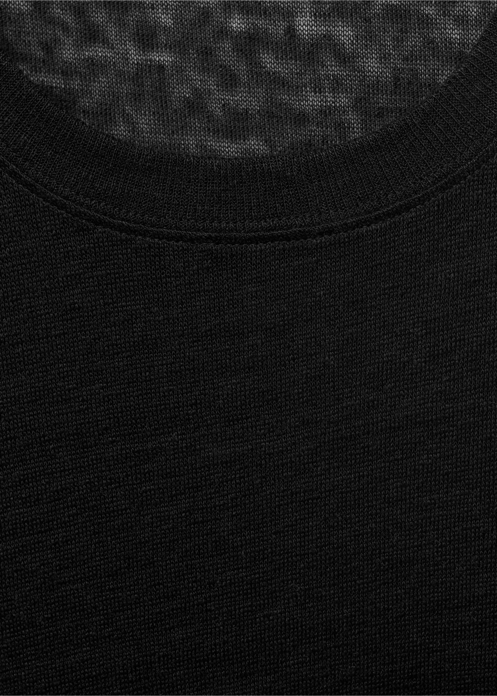 Tricou din in cu mânecă scurtă - Detaliu al articolului 8, Negru. Ref: 17081218-00.