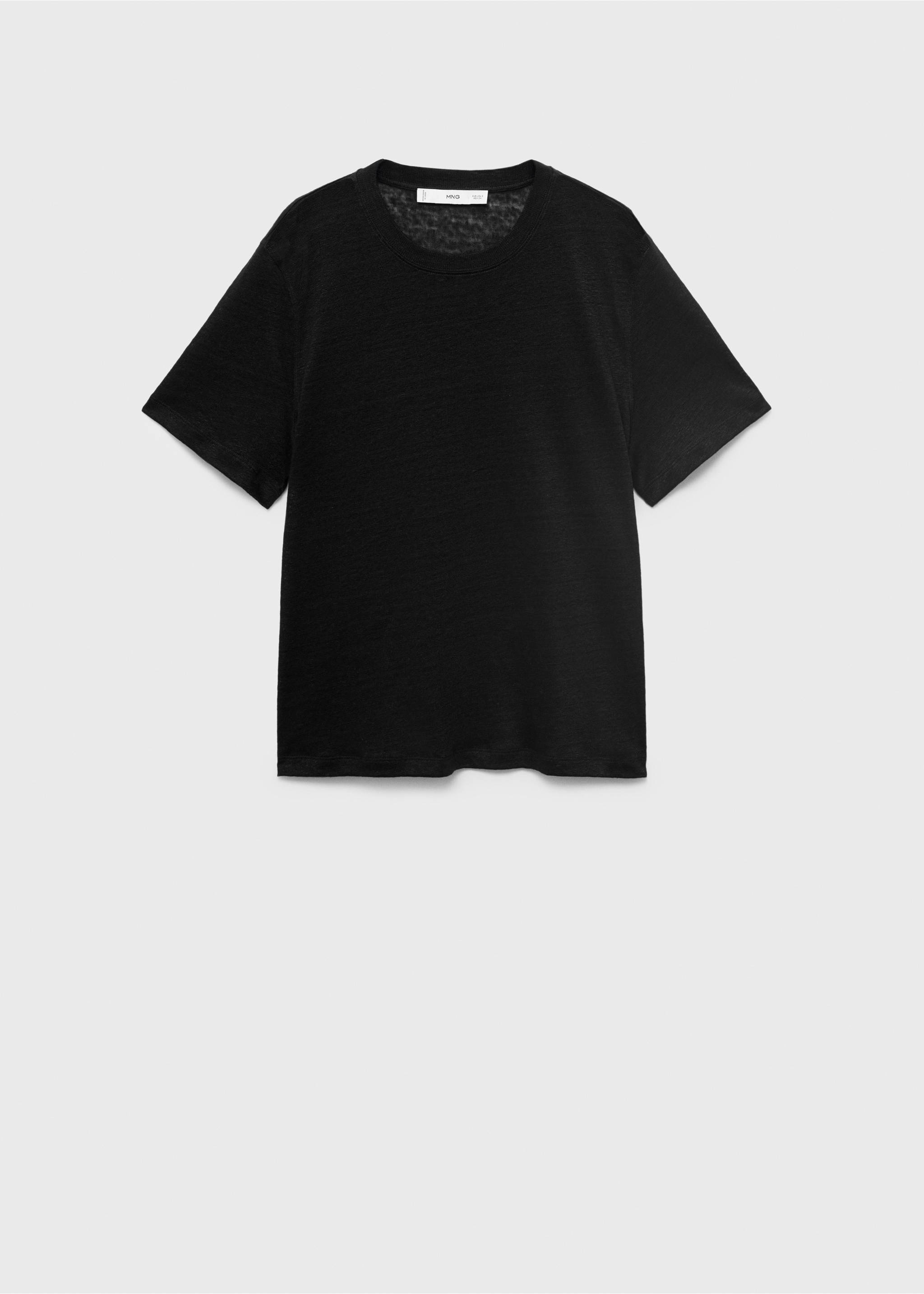 Short-sleeved linen t-shirt - Article without model, Black. Ref: 17081218-00.