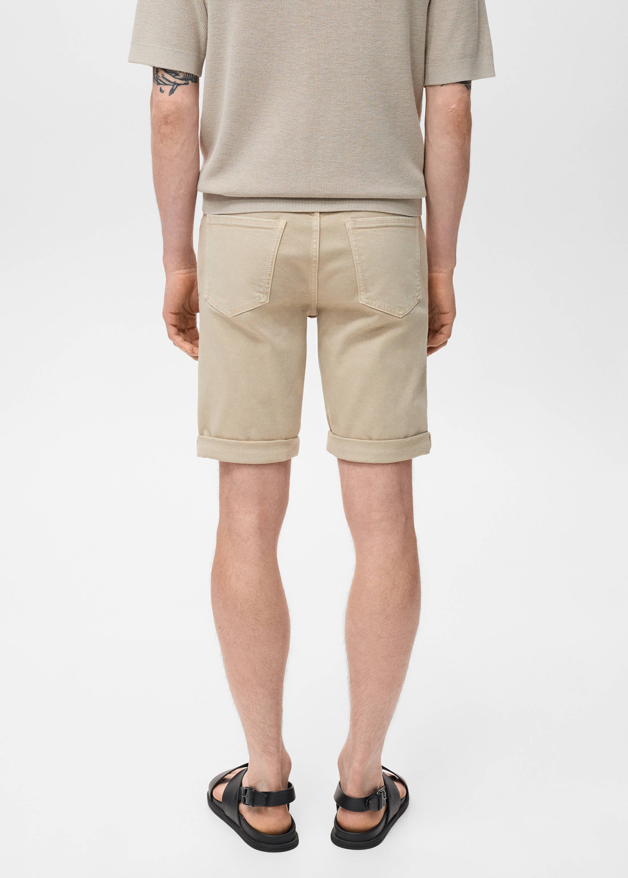 Slim-fit denim bermuda shorts - Reverse of the article