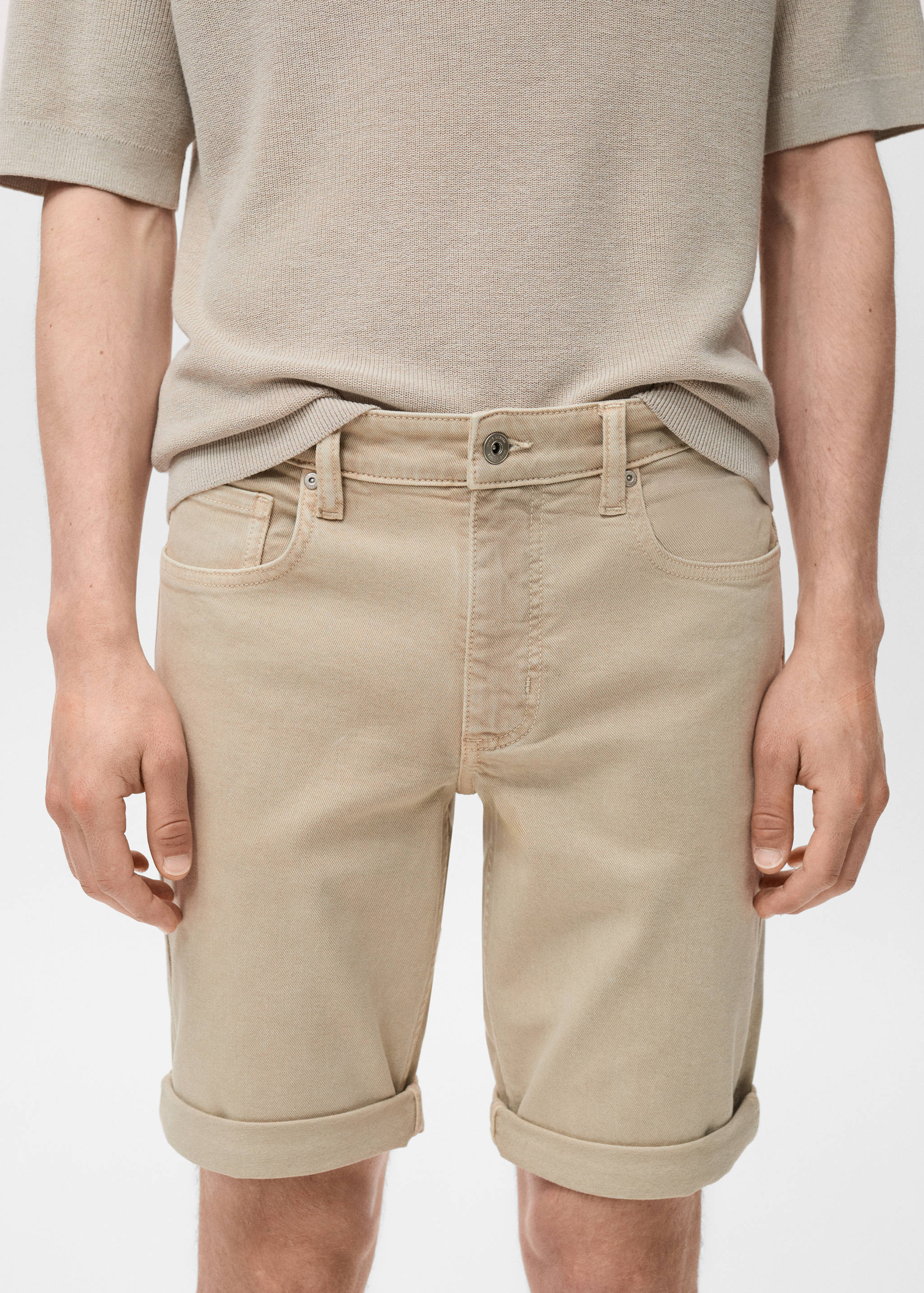 Slim-fit denim bermuda shorts - Details of the article 1