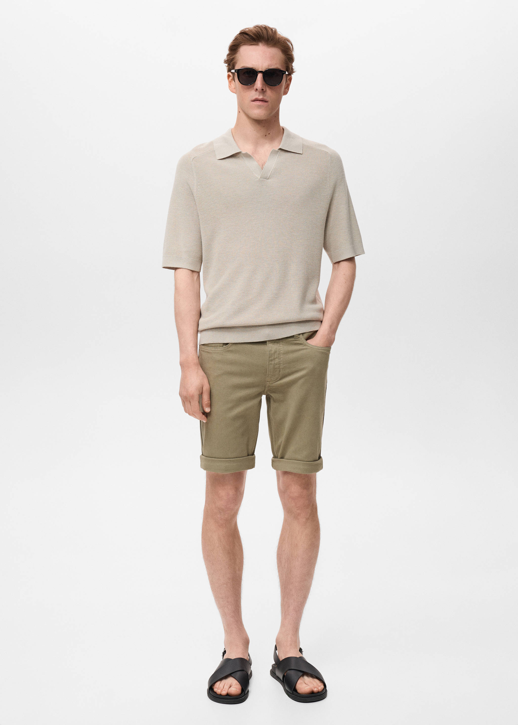 Slim-fit denim bermuda shorts - General plane