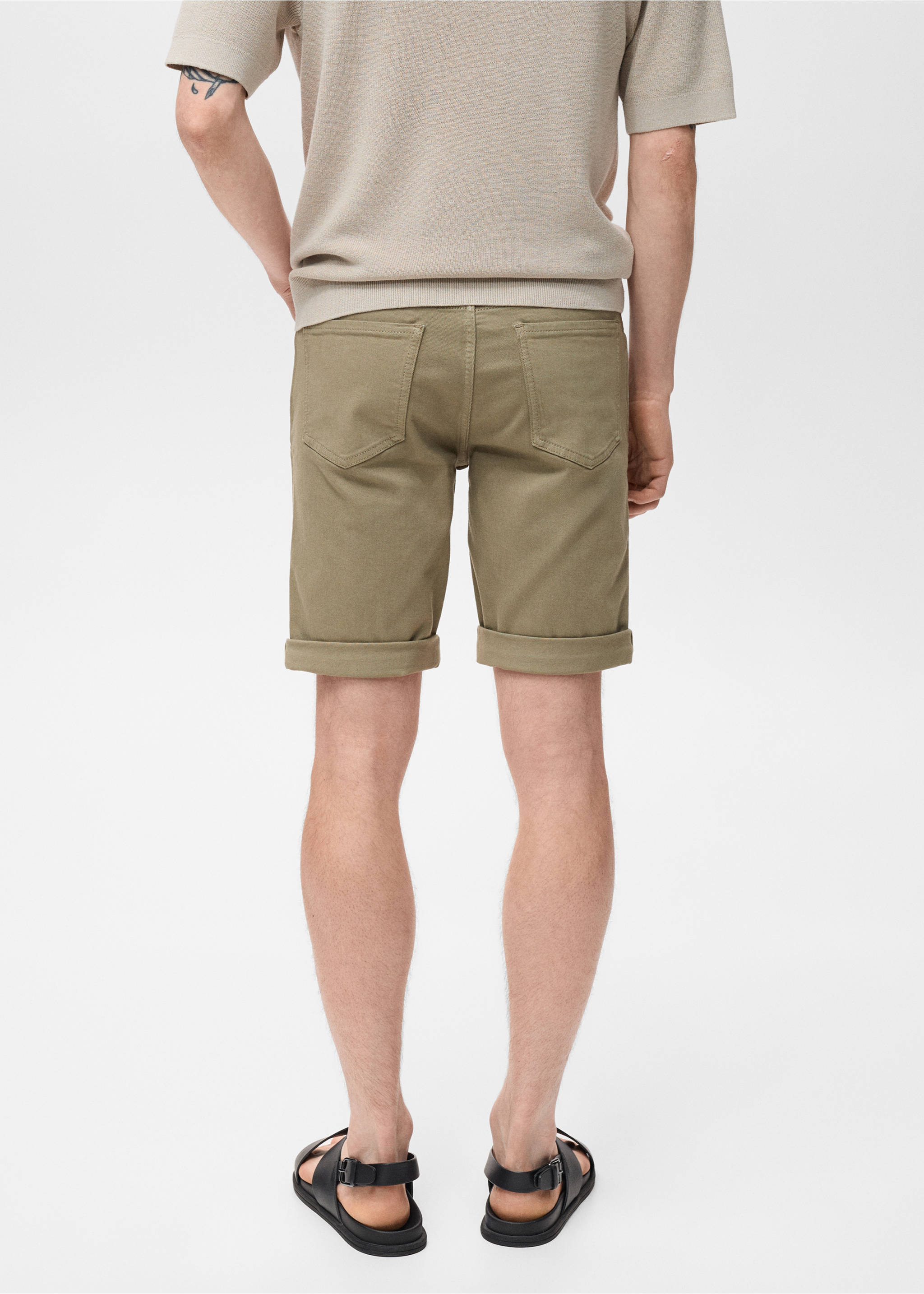 Bermudas vaqueras slim fit - Reverso del artículo, Khaki. Ref: 17081220-00.