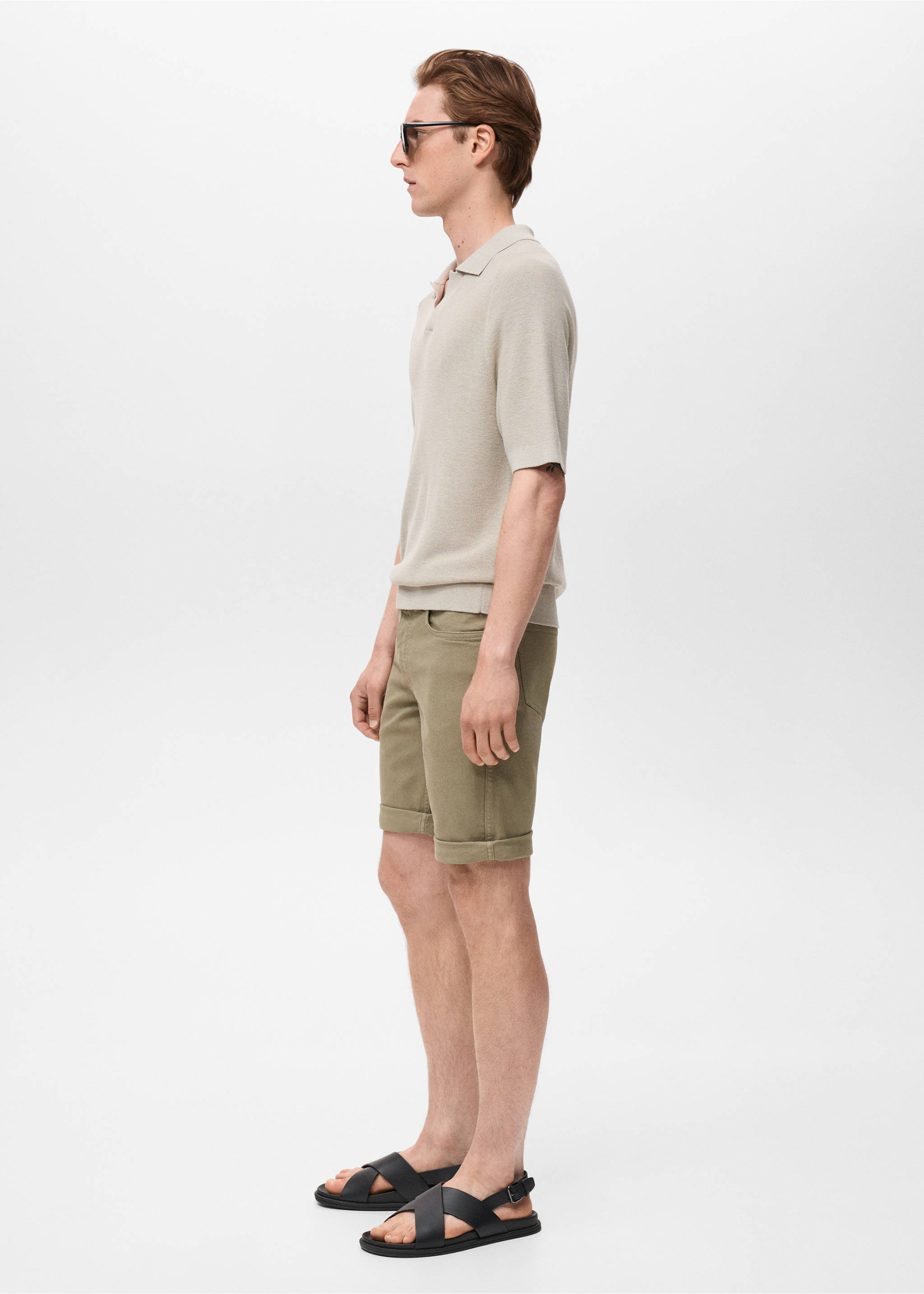 Bermudas vaqueras slim fit - Detalle del artículo 2, Khaki. Ref: 17081220-00.