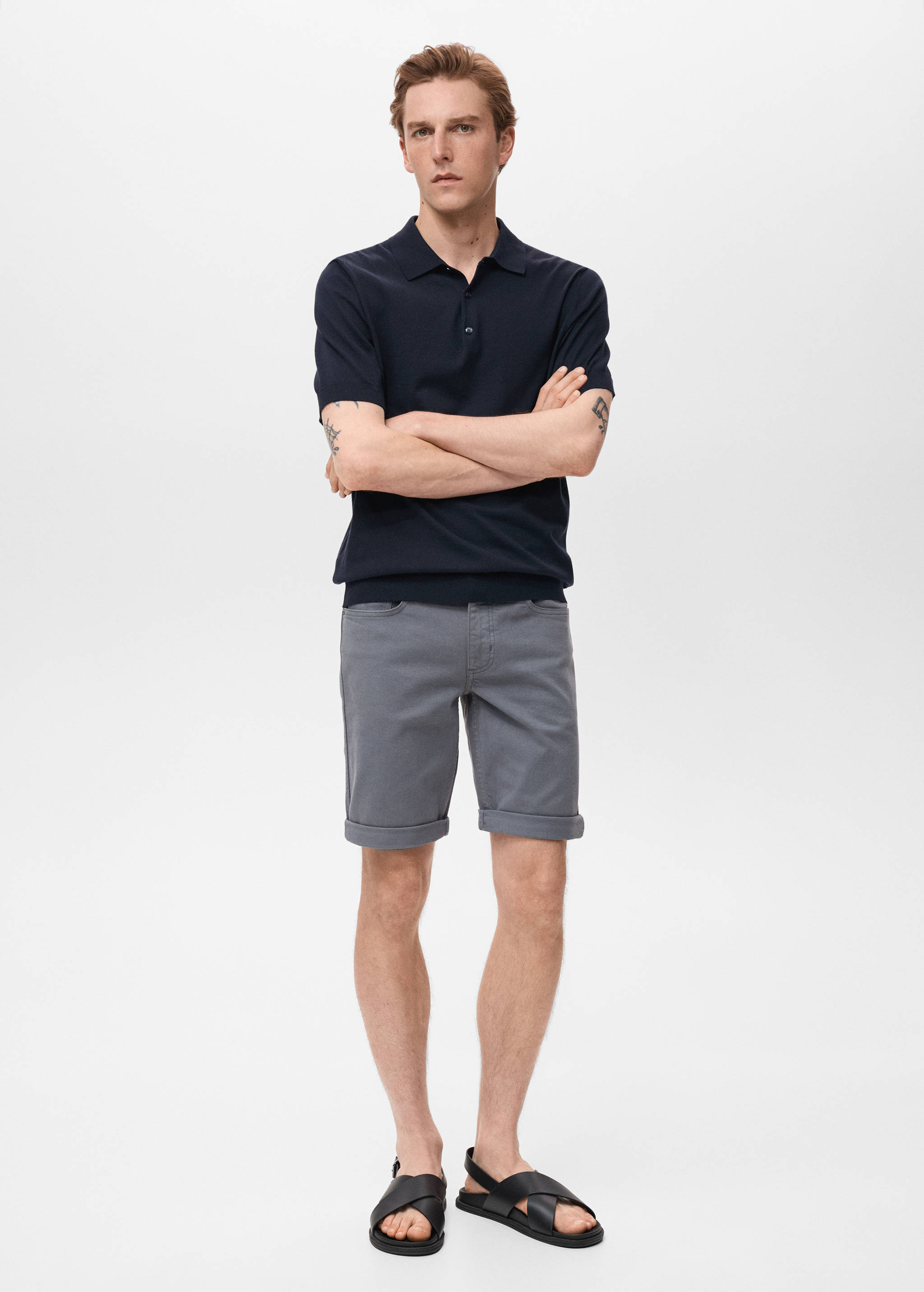 Slim-fit denim bermuda shorts - General plane